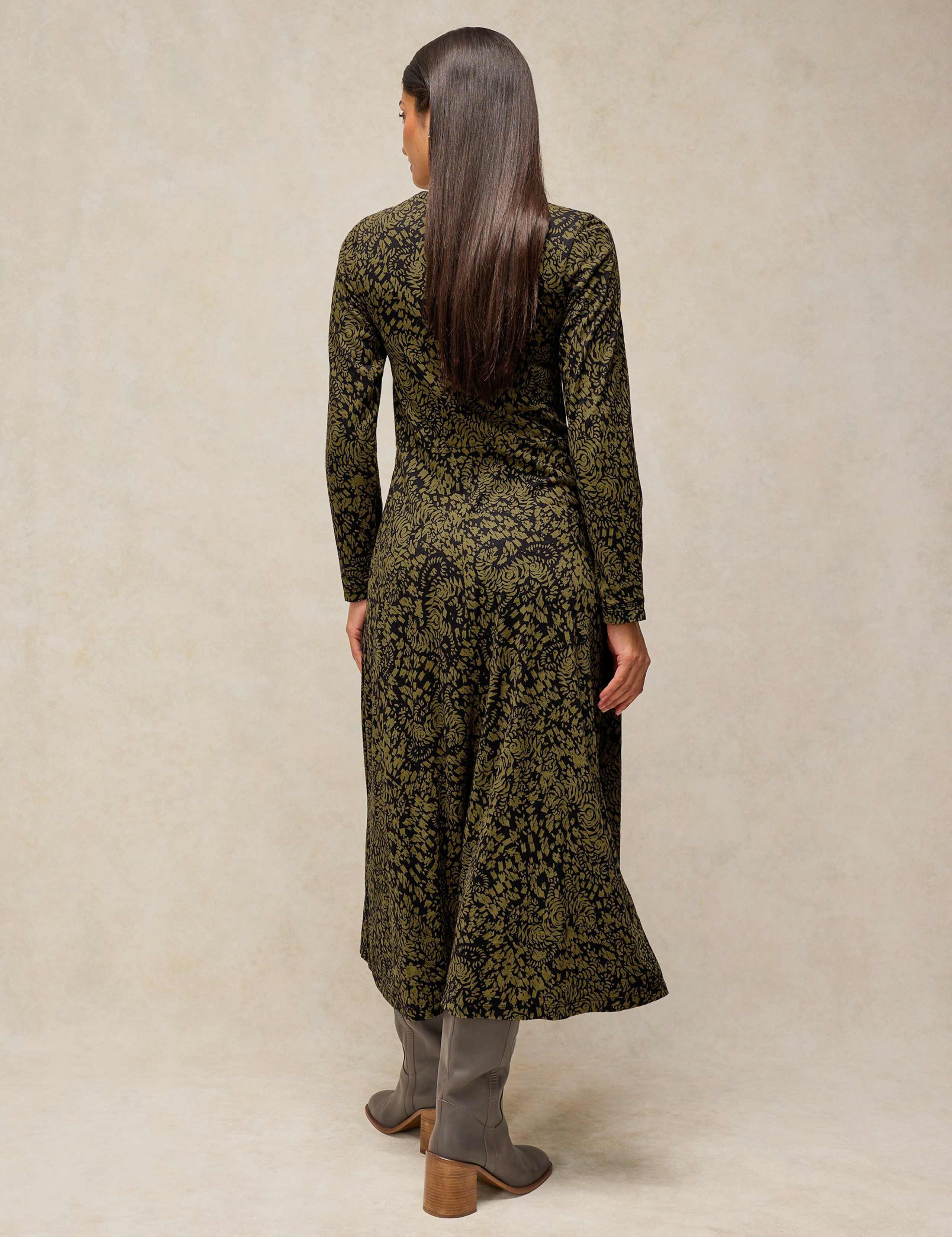 Pure Cotton Button Through V Neck Midi Dress 3 of 6