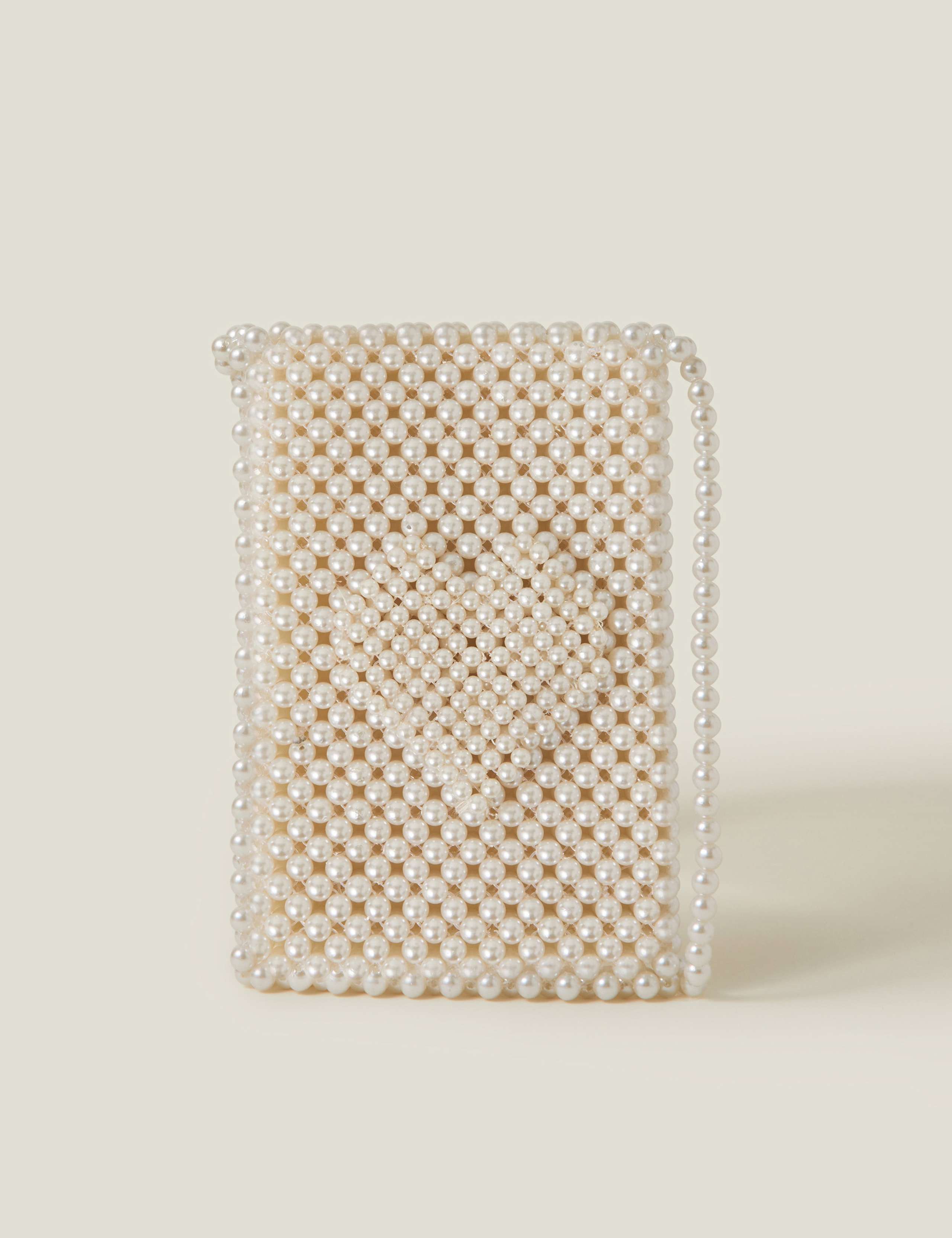 Pearl Beaded Heart Bridal Phone Bag 2 of 4