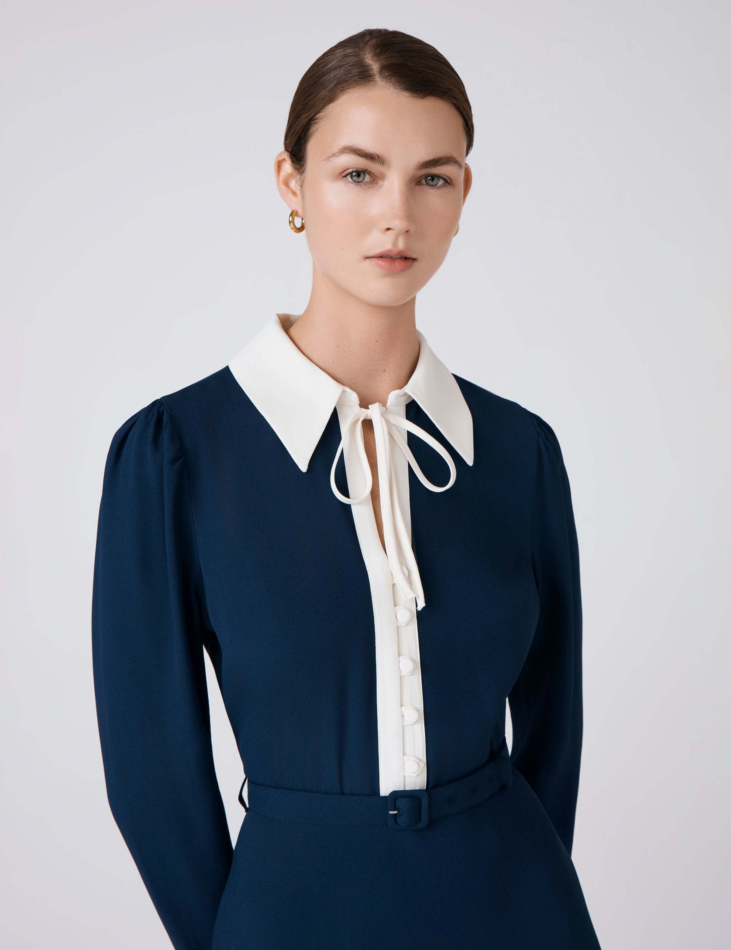 Crepe Collared Midi Dress 6 of 6