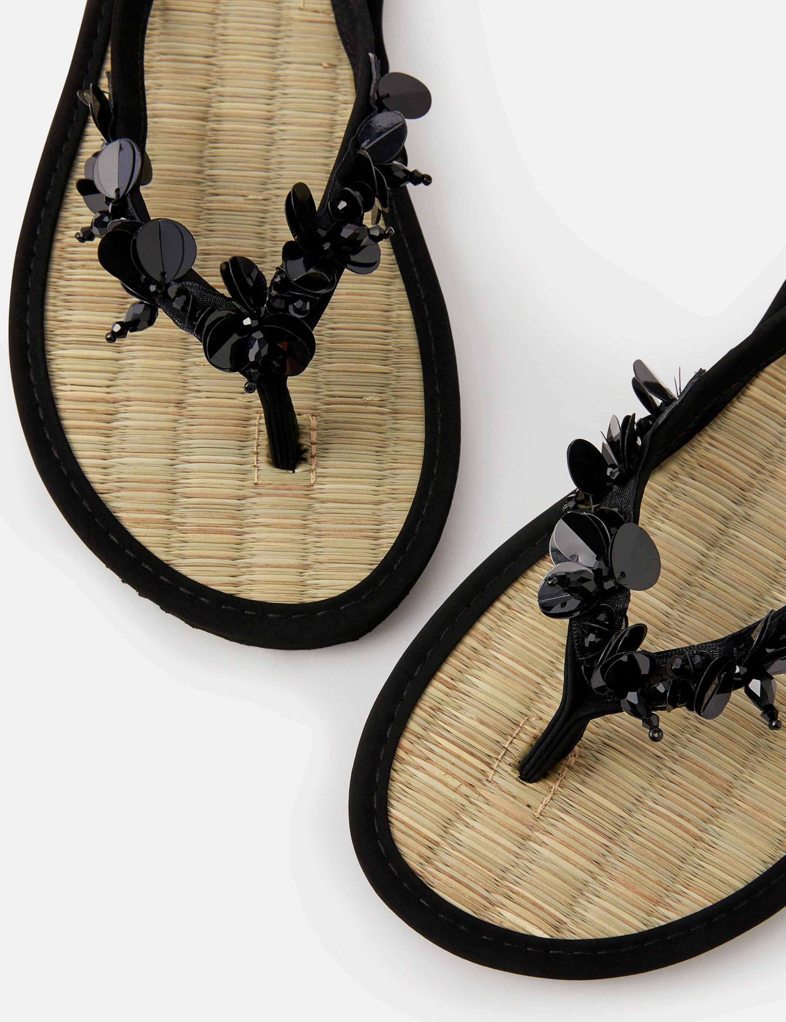 Woven Embellished Flip Flops 4 of 4