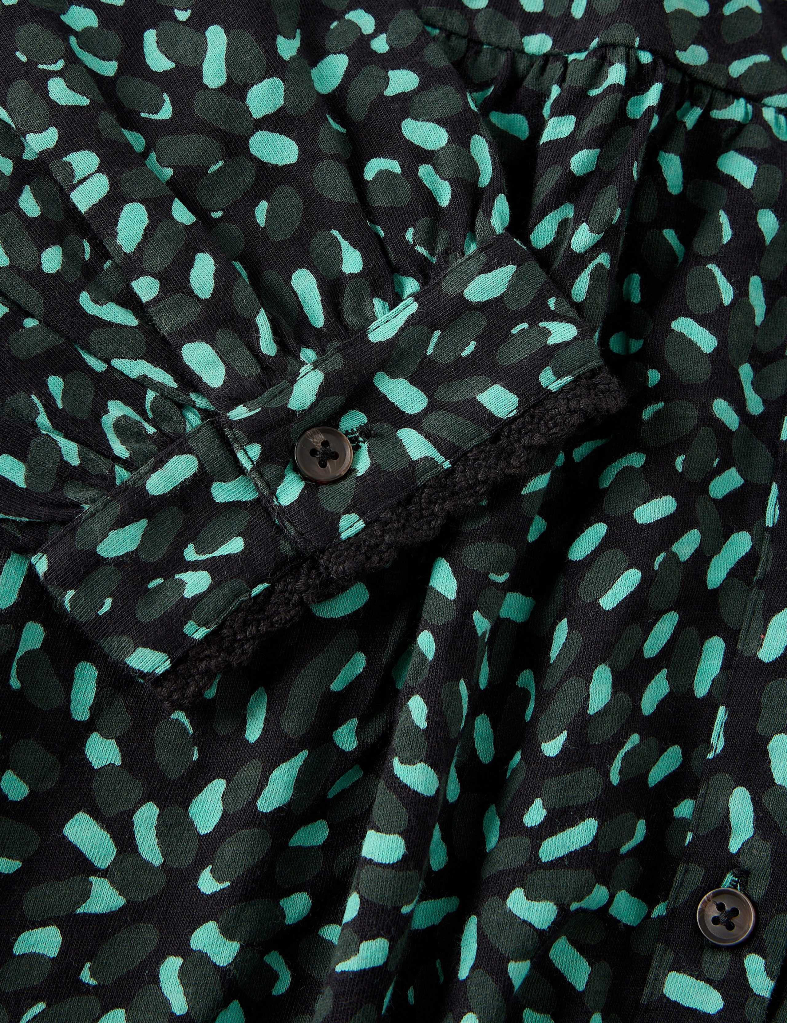 Cotton Blend Collared Patterned Midi Dress 6 of 6