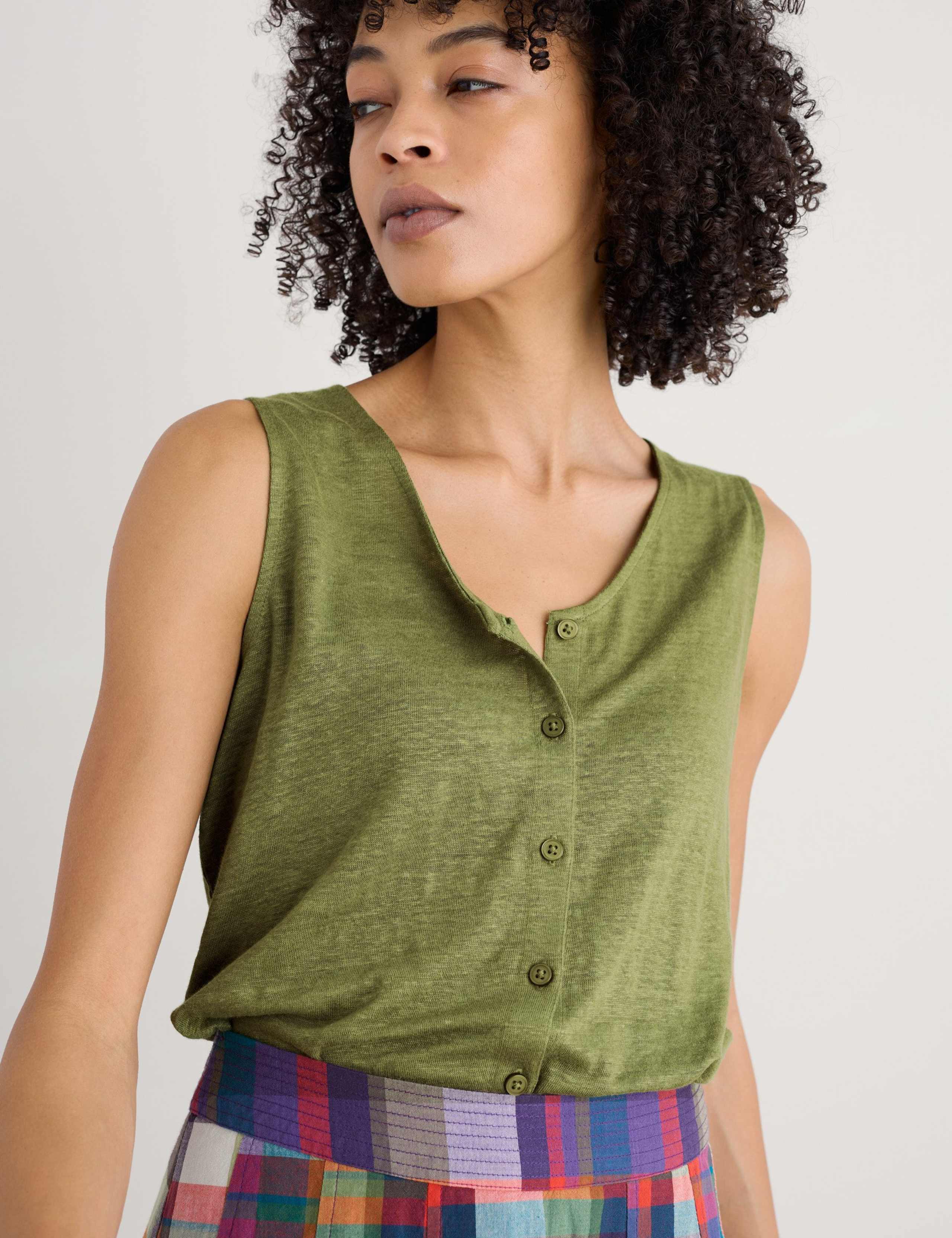 Pure Linen V-Neck Relaxed Vest 4 of 5