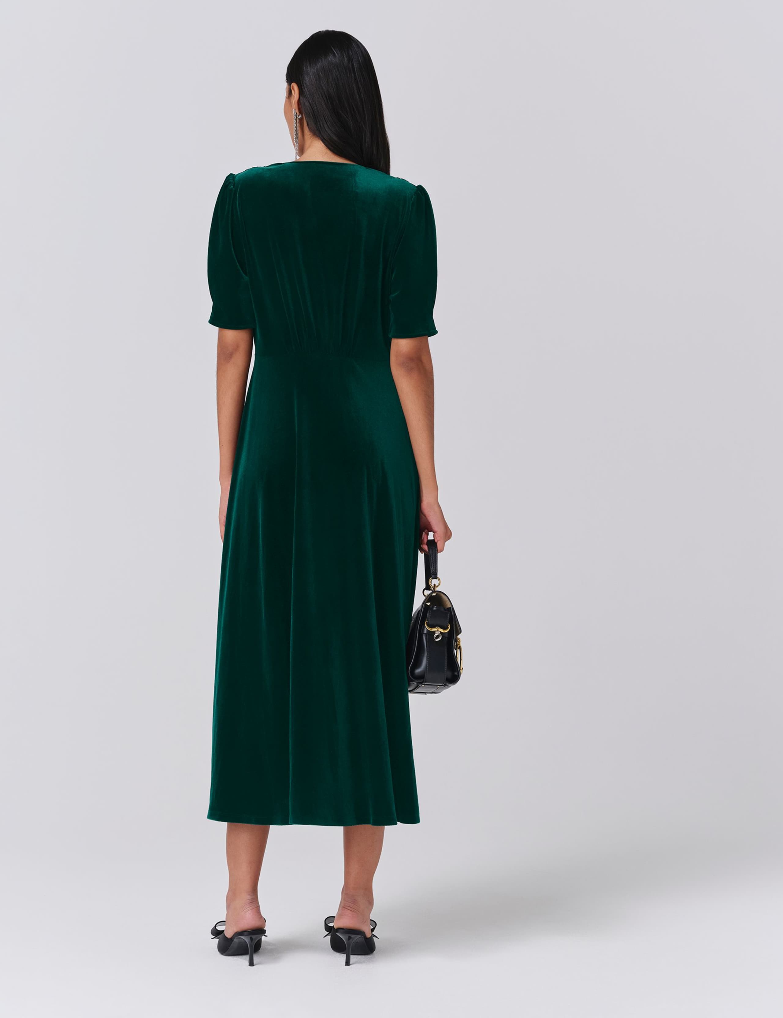 Velvet V-Neck Midaxi Tea Dress 3 of 4