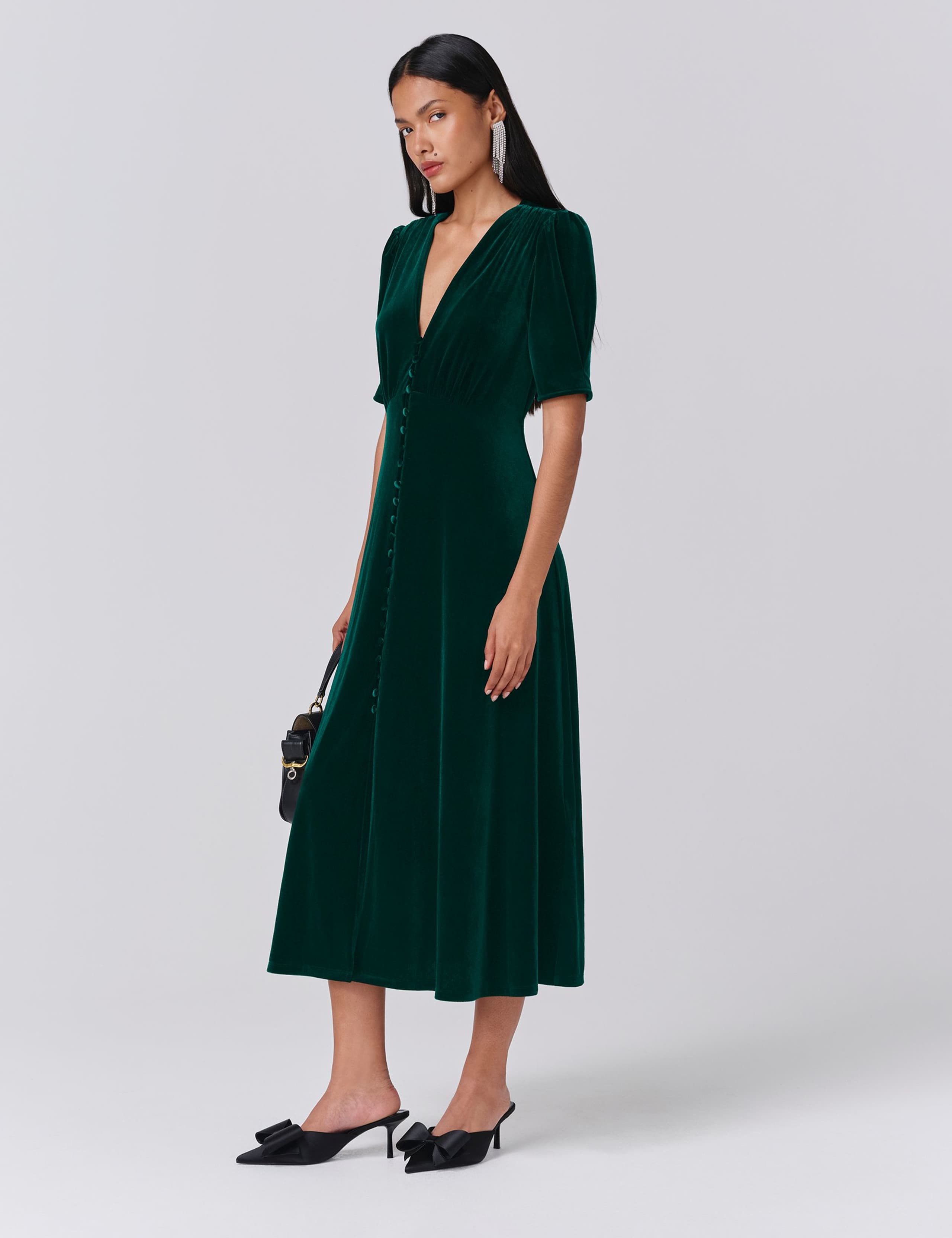 Velvet V-Neck Midaxi Tea Dress 4 of 4