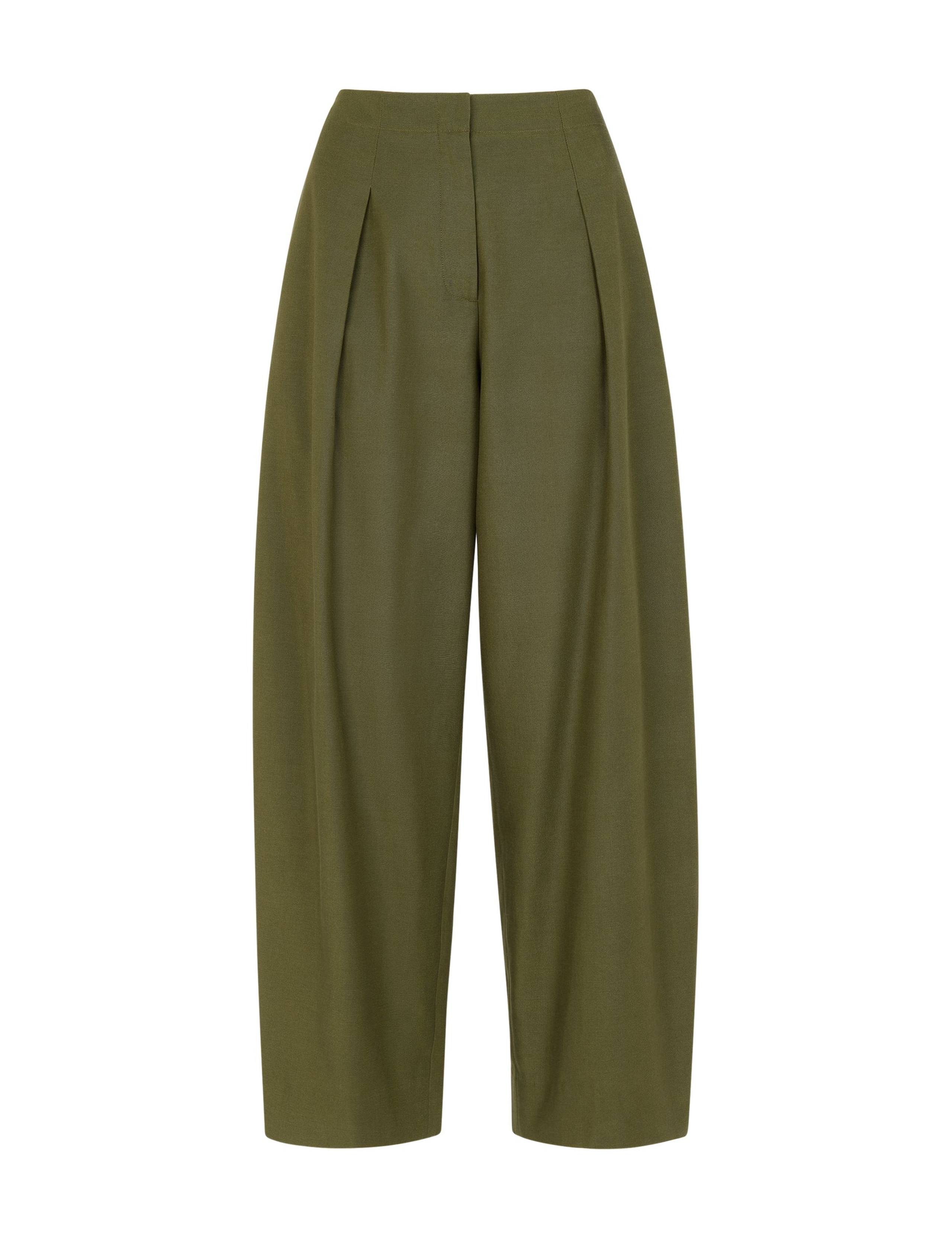 Lyocell Rich Pleat Front Barrel Leg Trousers 2 of 4