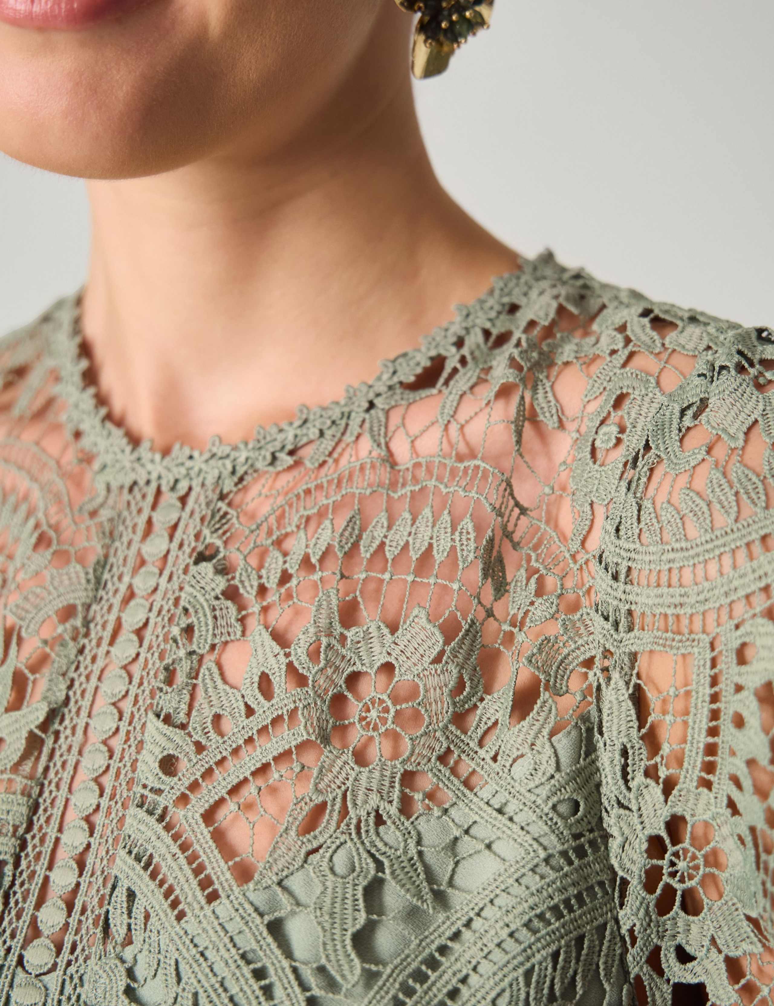 Lace Round Neck Maxi Skater Dress 3 of 5