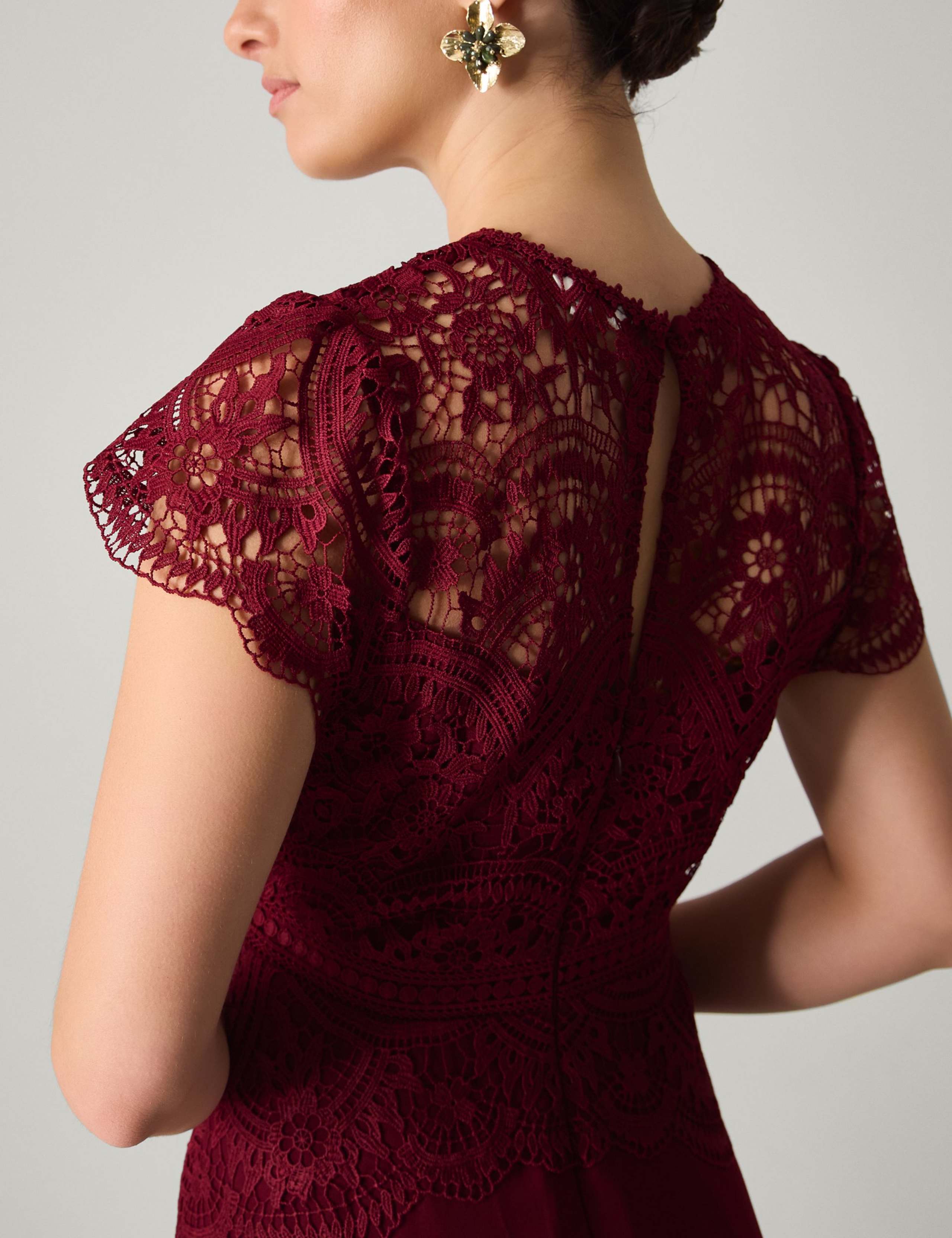 Lace Round Neck Maxi Skater Dress 3 of 5