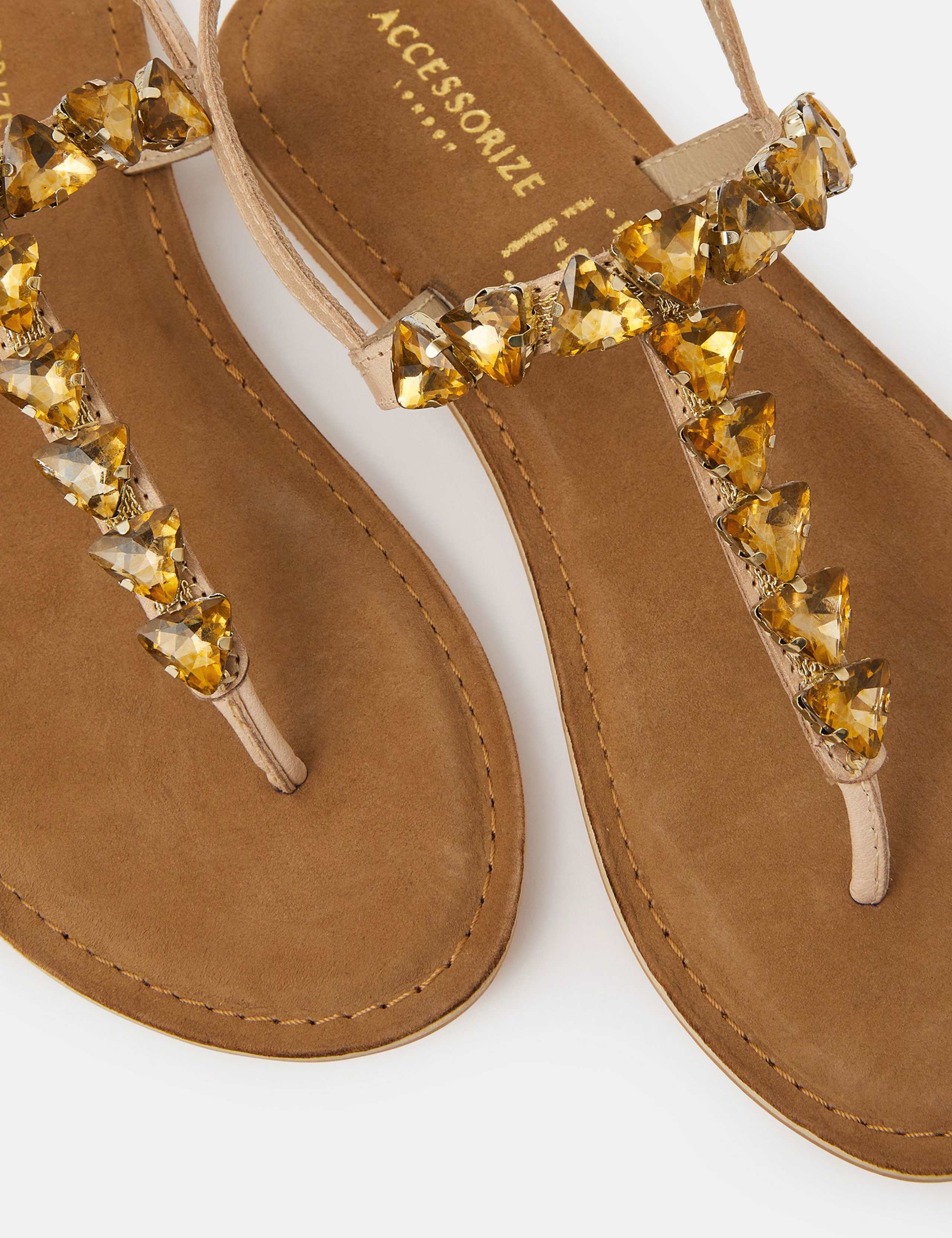 Embellished Ankle Strap Flat Sandals 3 of 3
