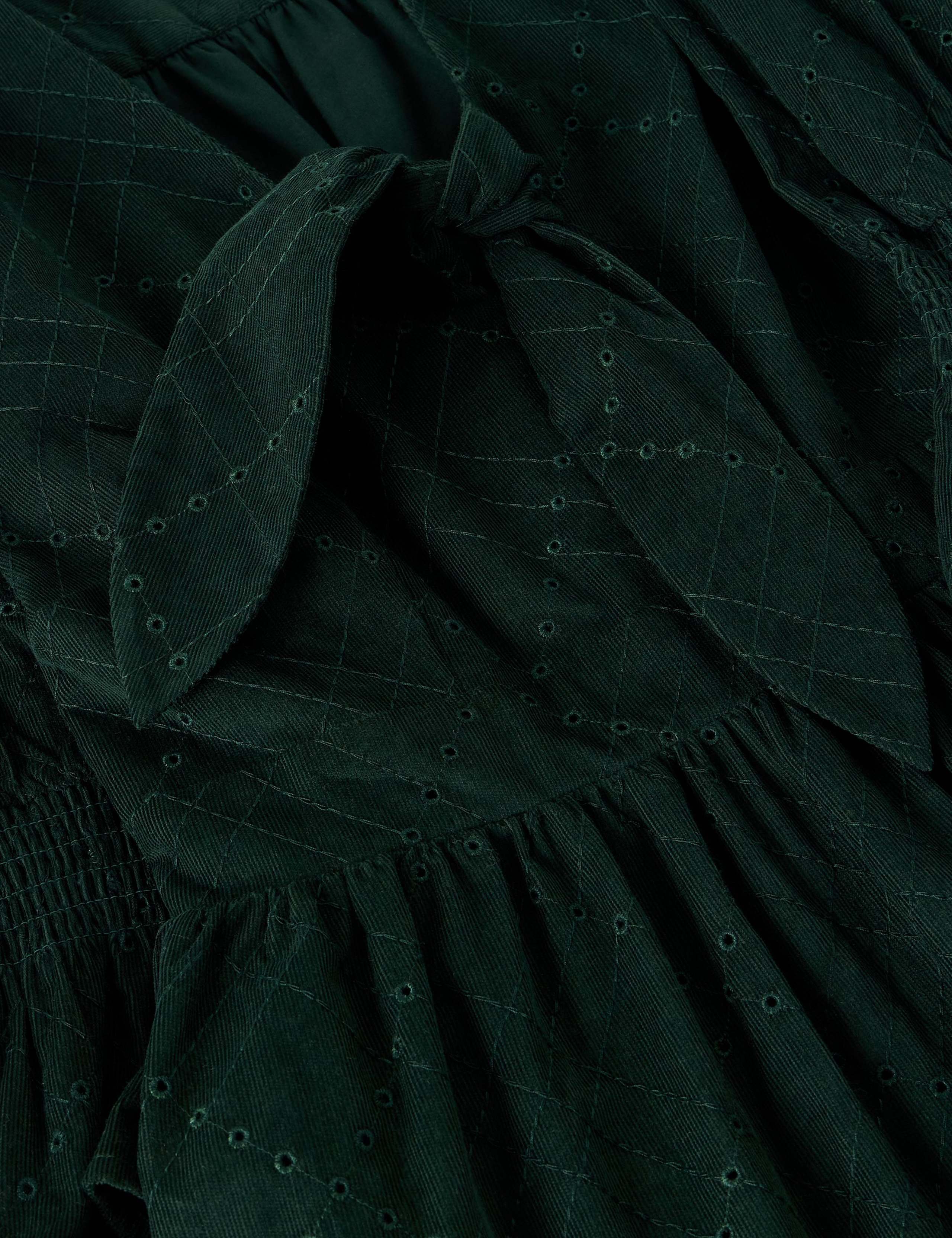 Pure Cotton Patterned Tie Neck Knotted Midi Dress 6 of 6
