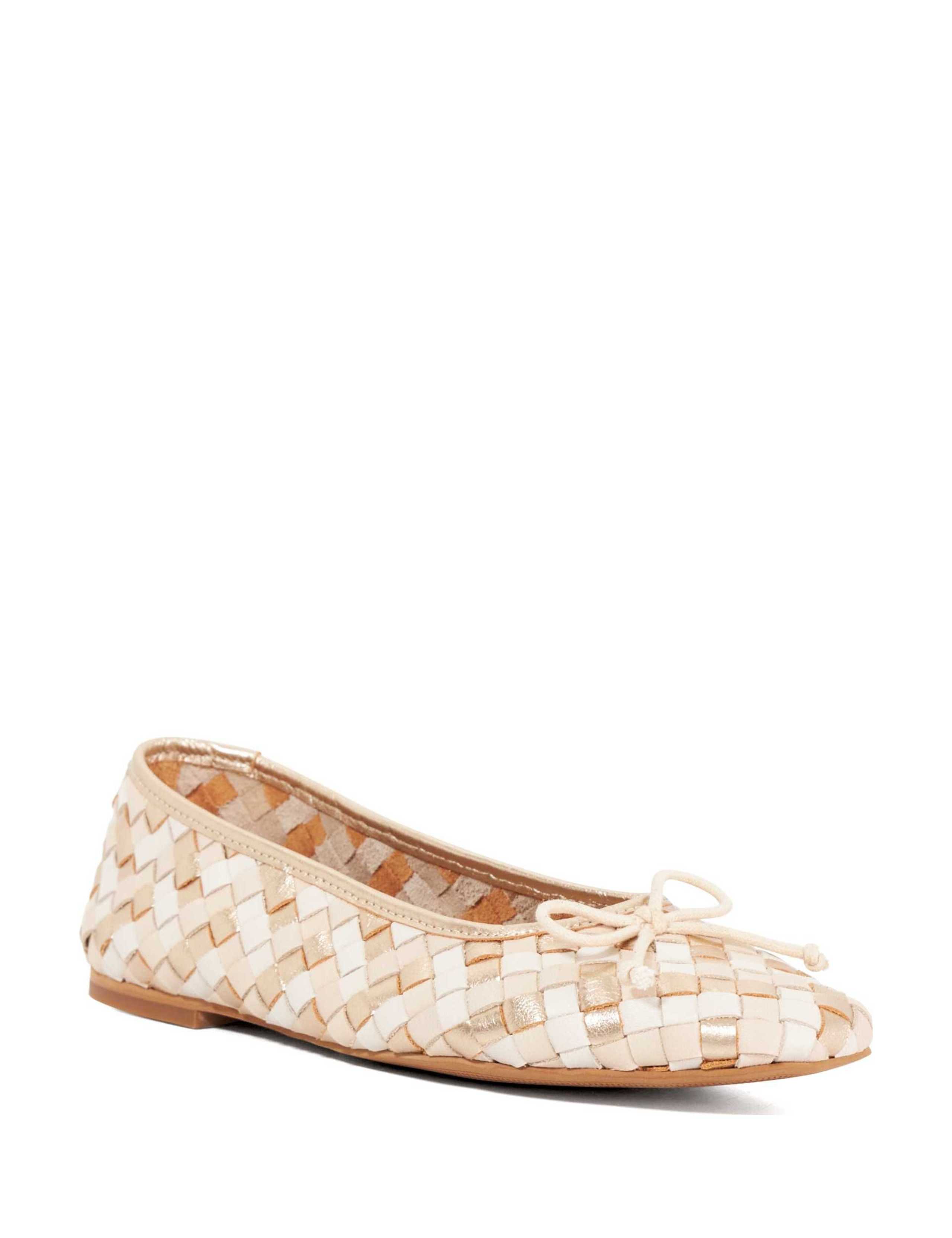 Leather Woven Flat Ballet Pumps 2 of 5