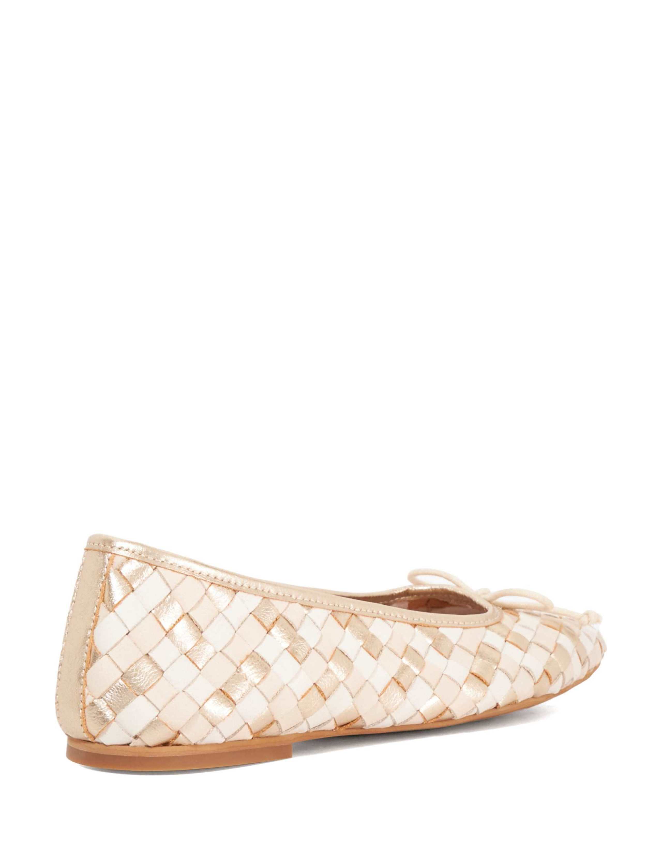 Leather Woven Flat Ballet Pumps 4 of 5