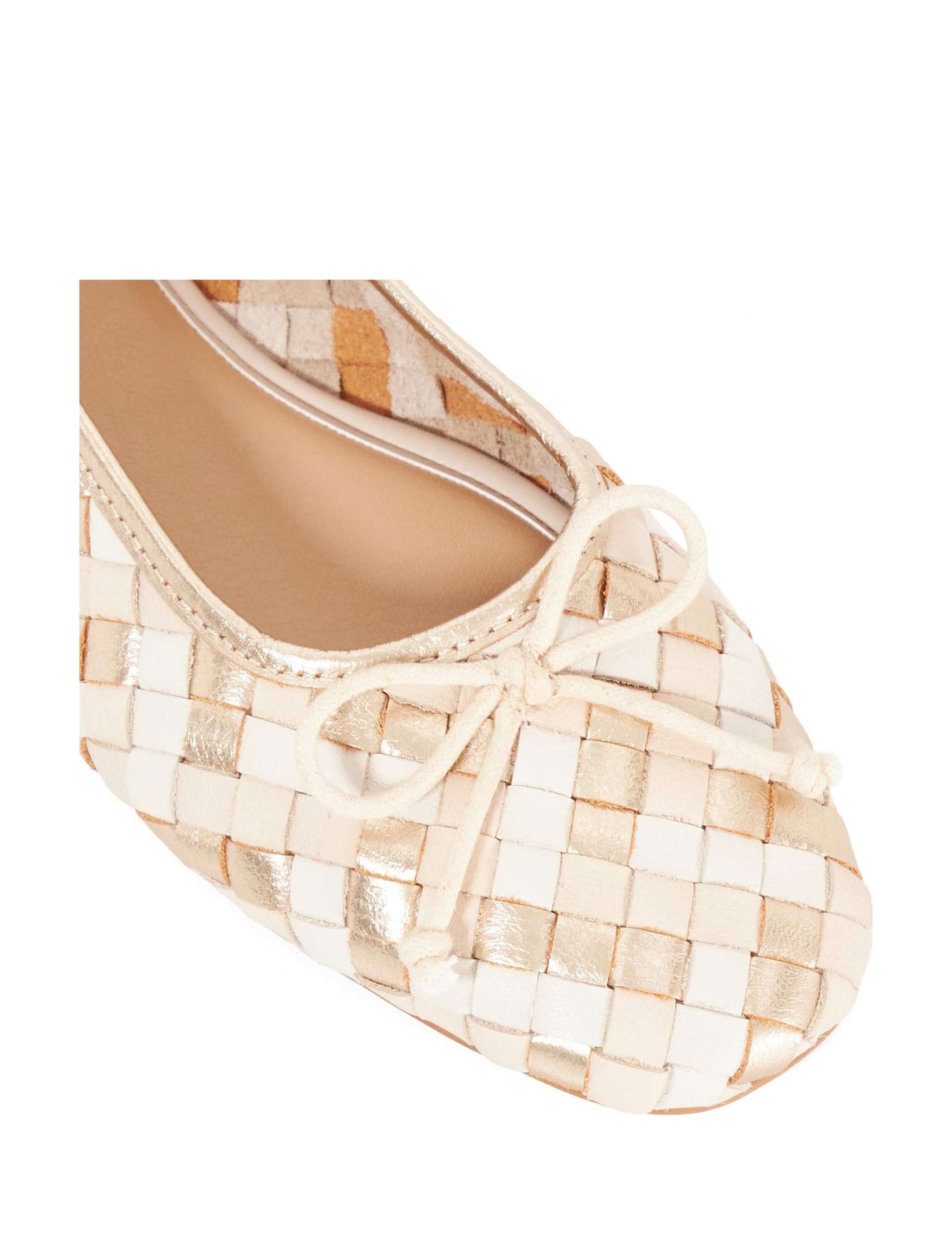 Leather Woven Flat Ballet Pumps 5 of 5