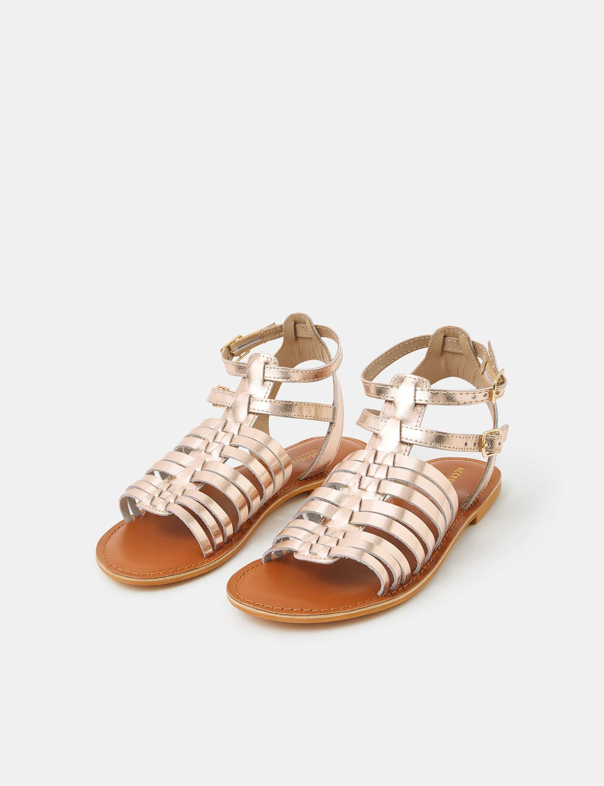 Metallic Ankle Strap Flat Gladiator Sandals 2 of 3