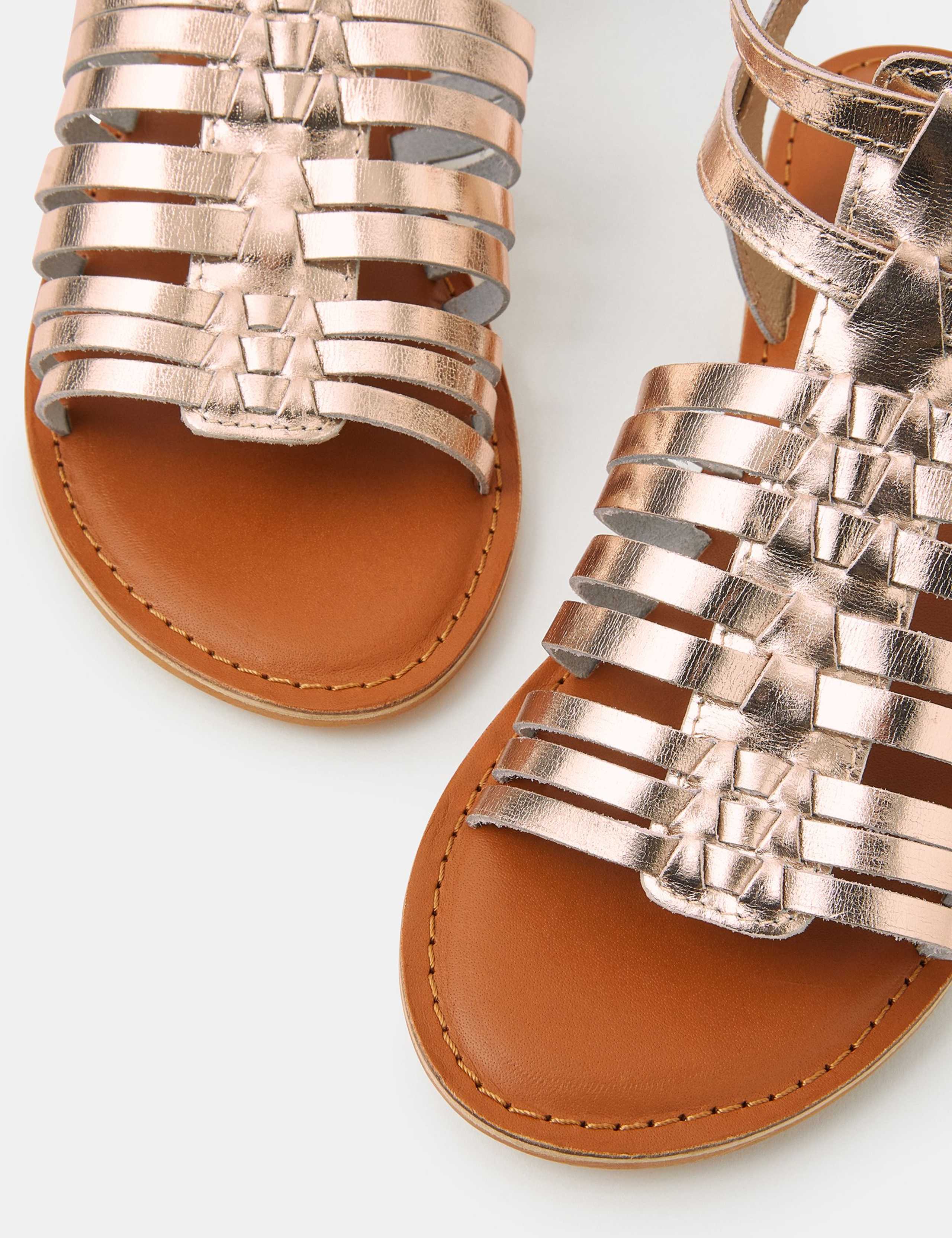 Metallic Ankle Strap Flat Gladiator Sandals 3 of 3