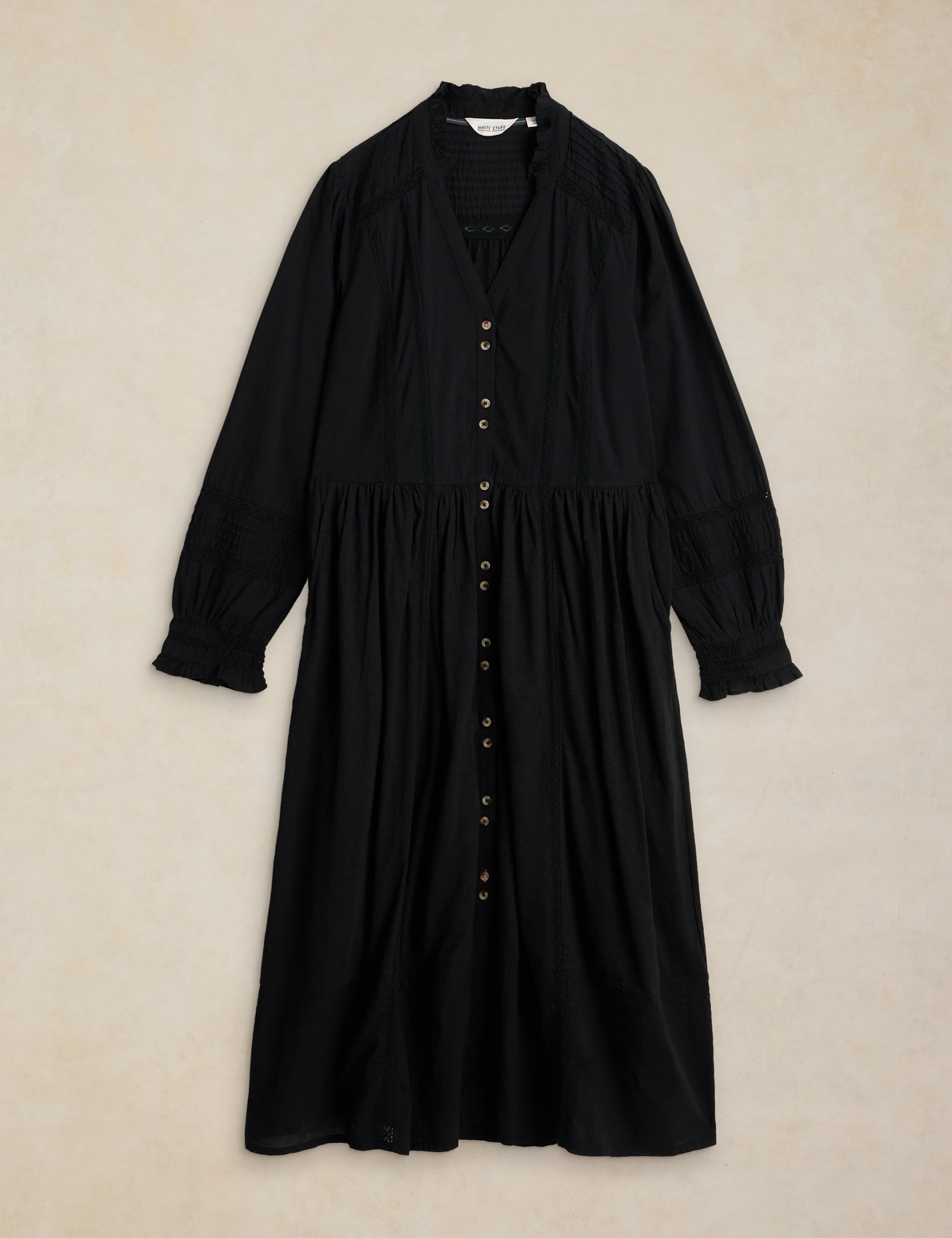 Cotton Blend Notch Neck Knee Length Dress 2 of 6