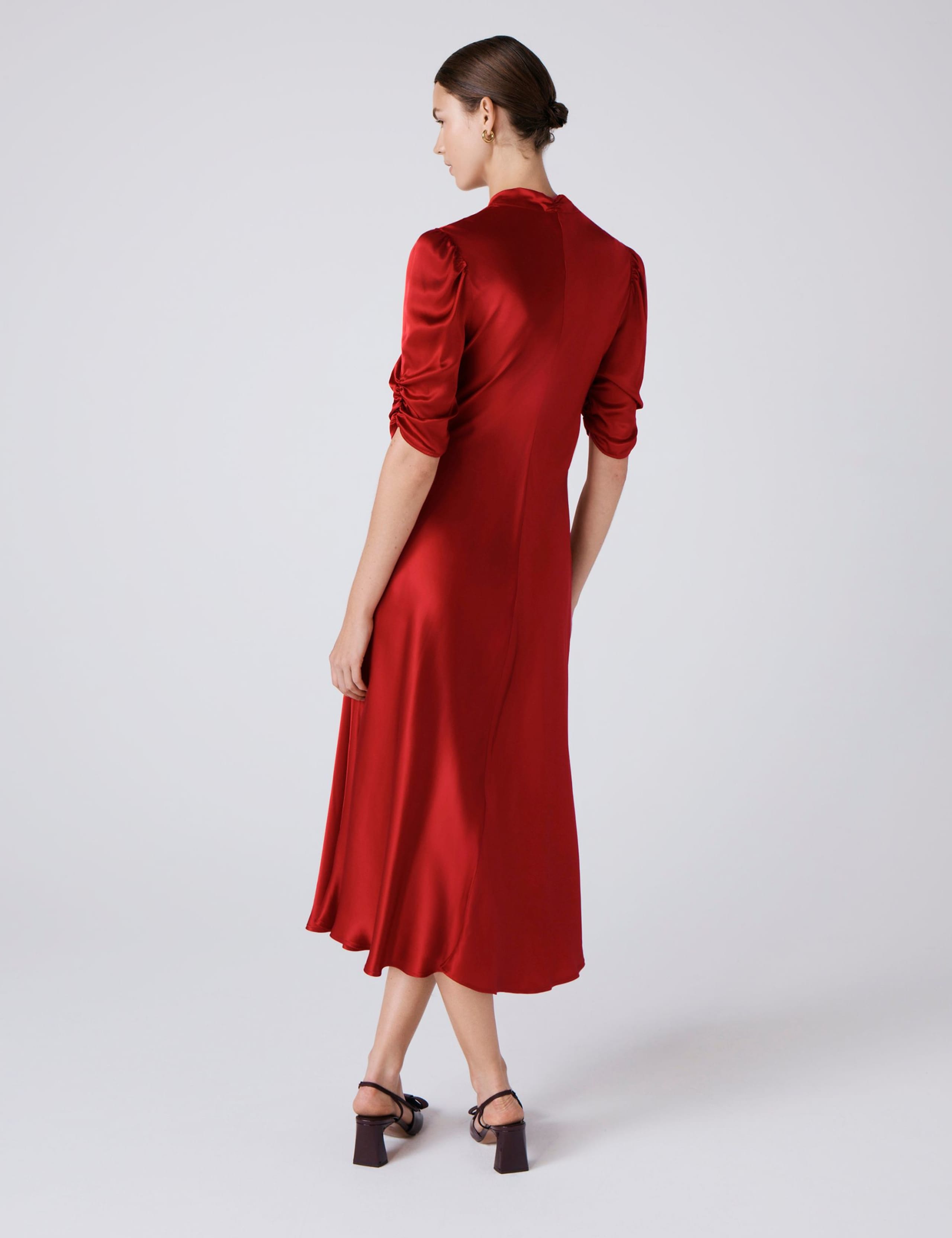 Satin V-Neck Midi Tea Dress 3 of 5