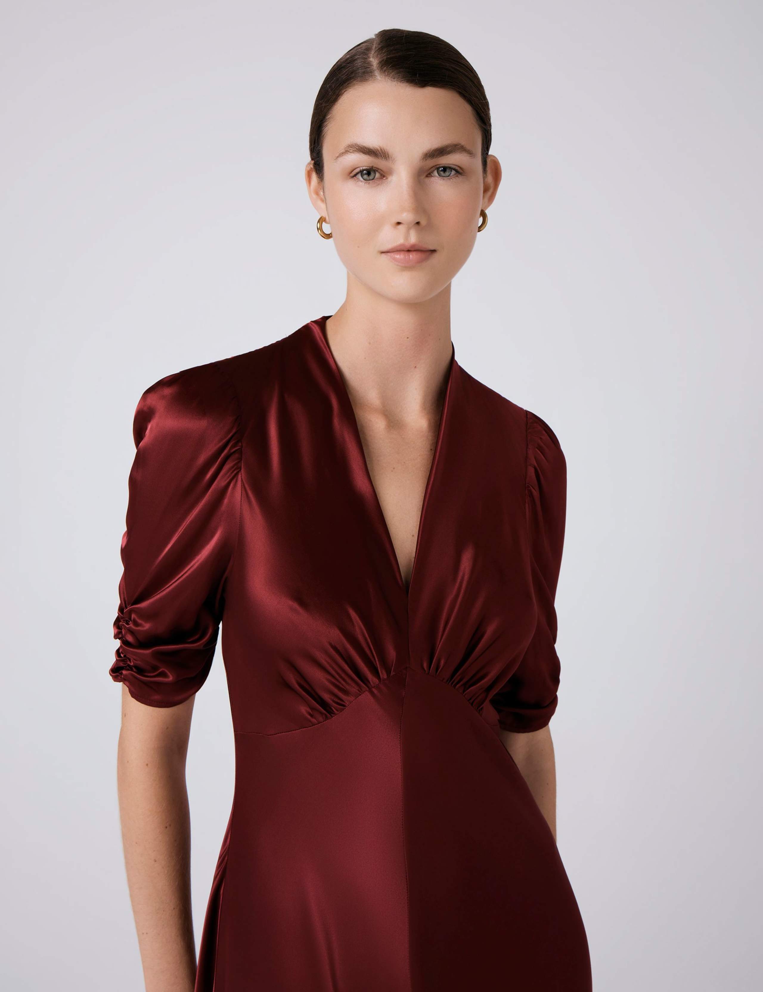 Satin V-Neck Midi Tea Dress 5 of 5