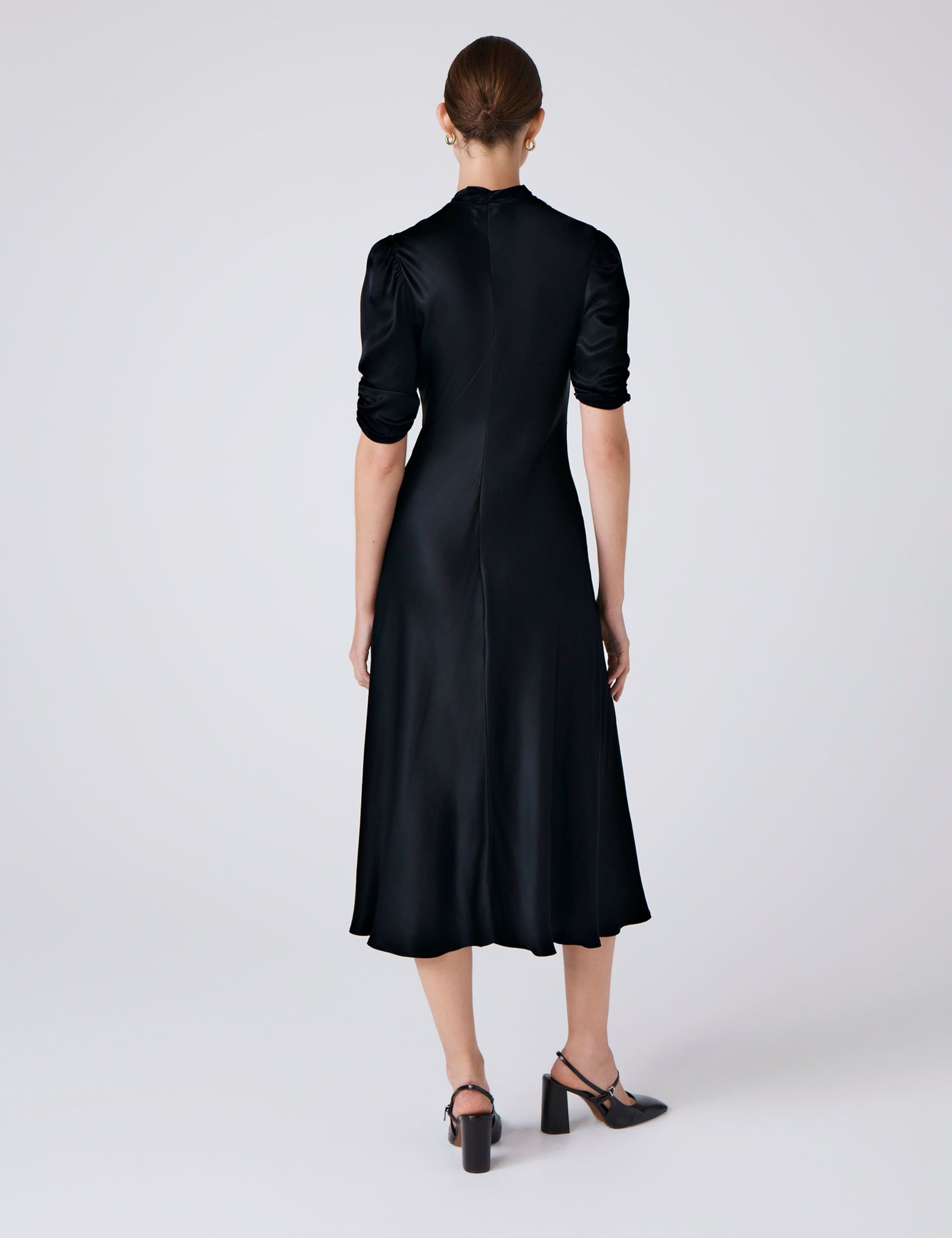 Satin V-Neck Midi Tea Dress 3 of 6