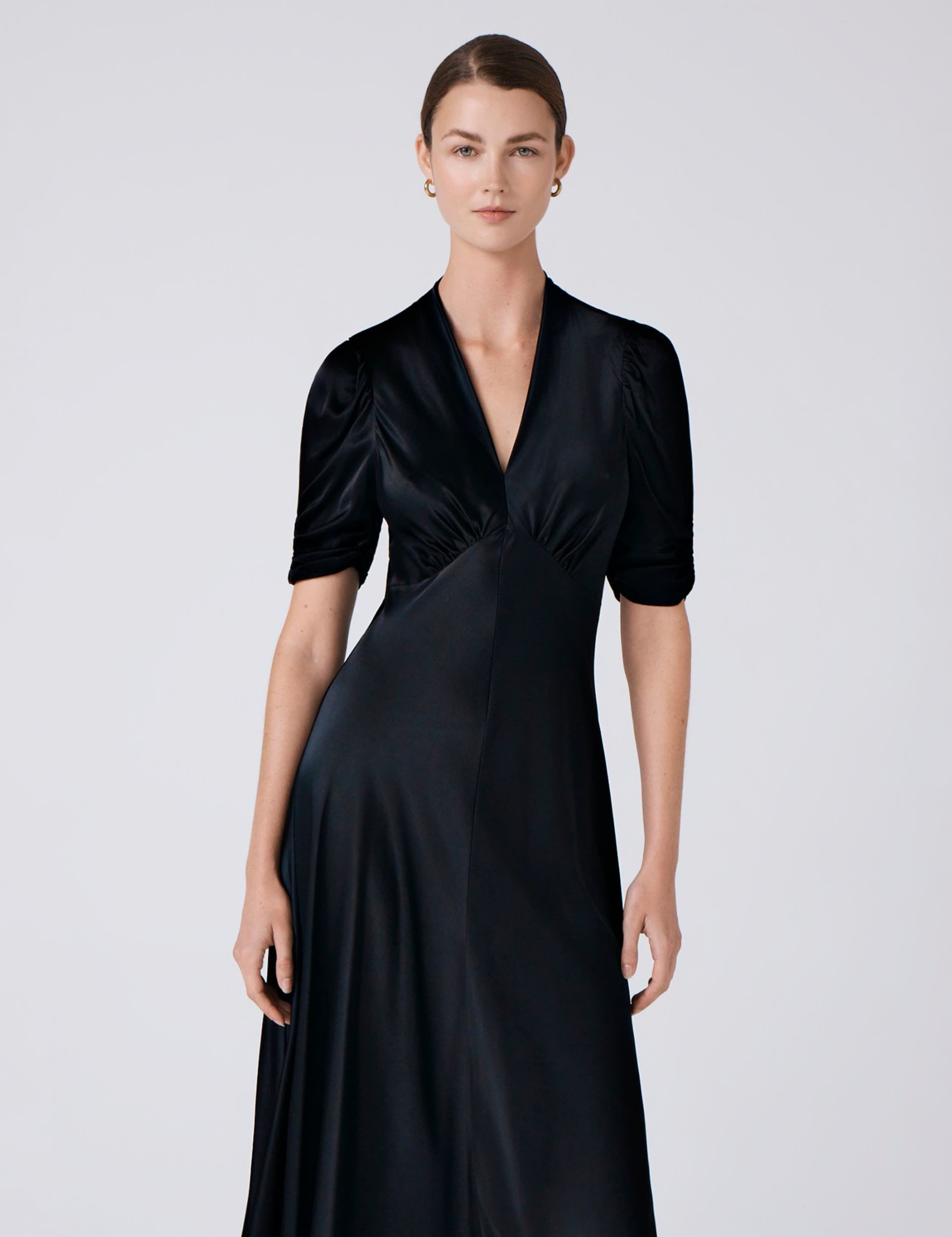 Satin V-Neck Midi Tea Dress 5 of 6