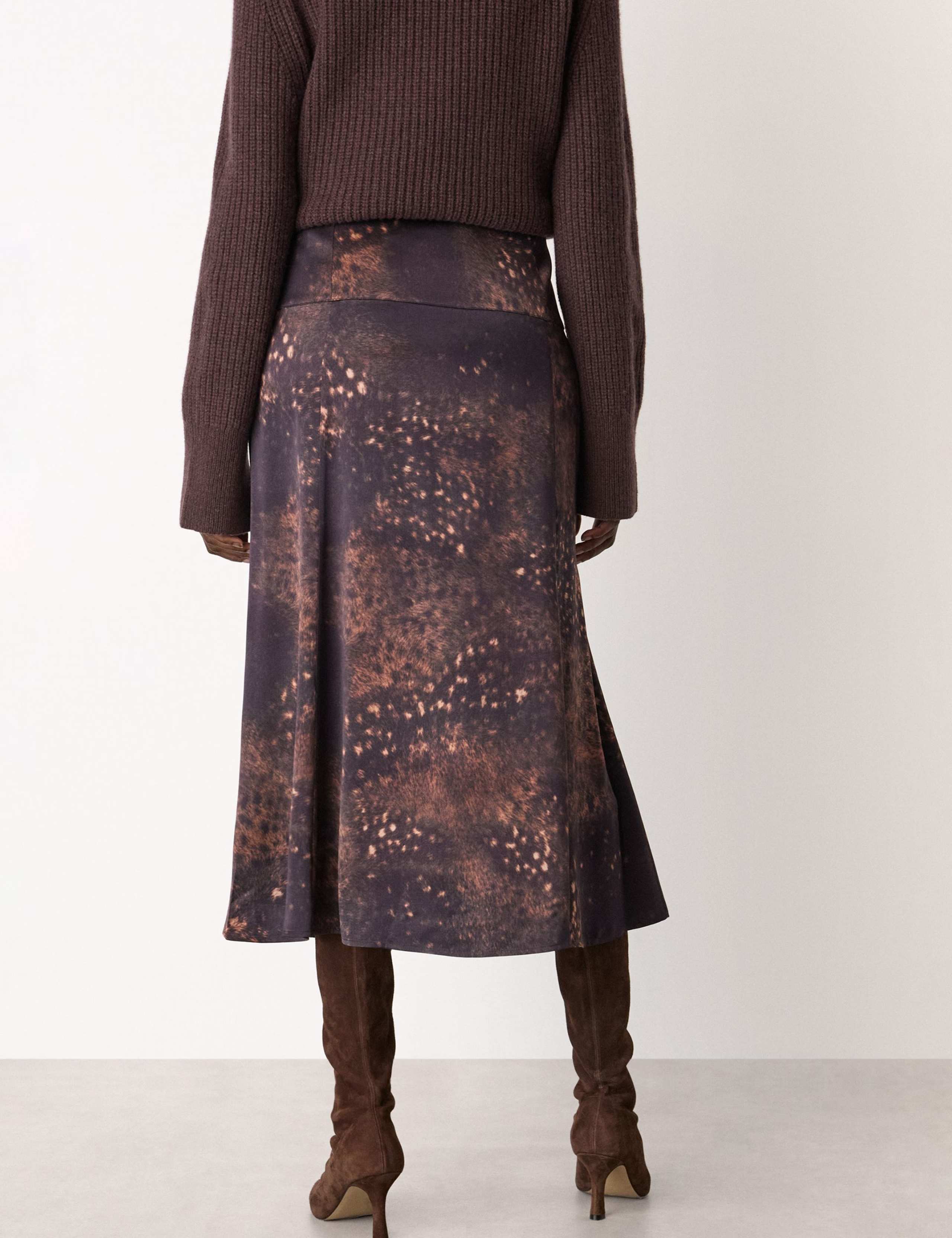 Spotted Animal Midi Slip Skirt 3 of 4