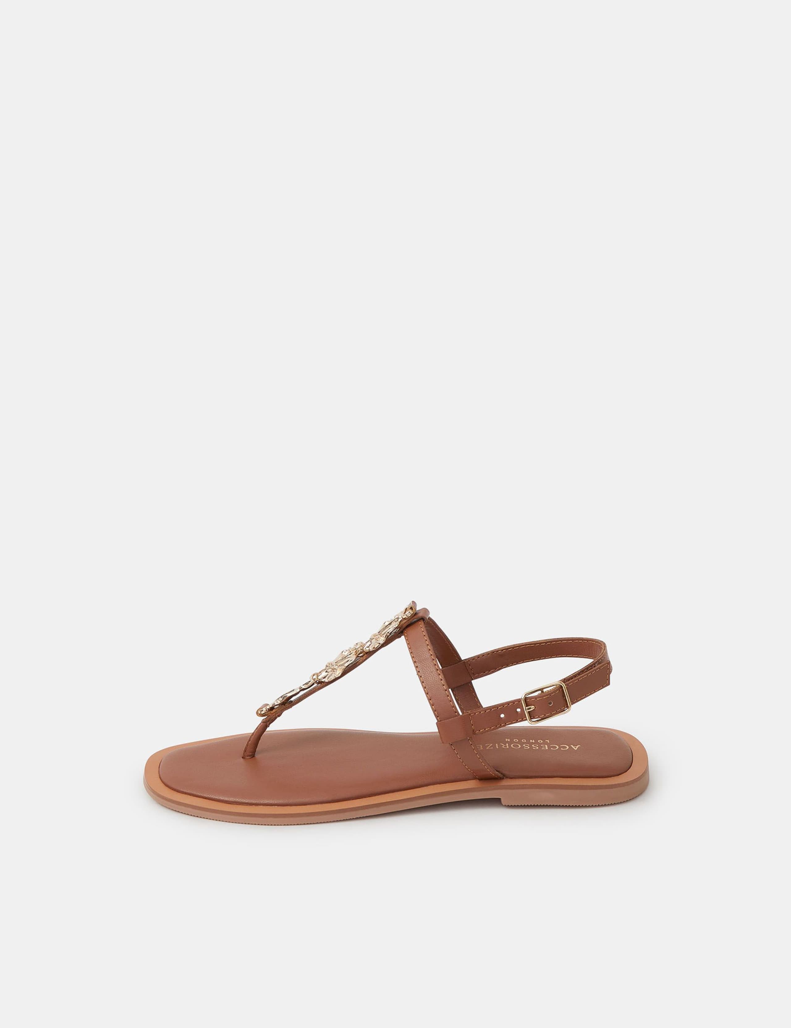 Embellished Flat Toe Thong Sandals 3 of 4