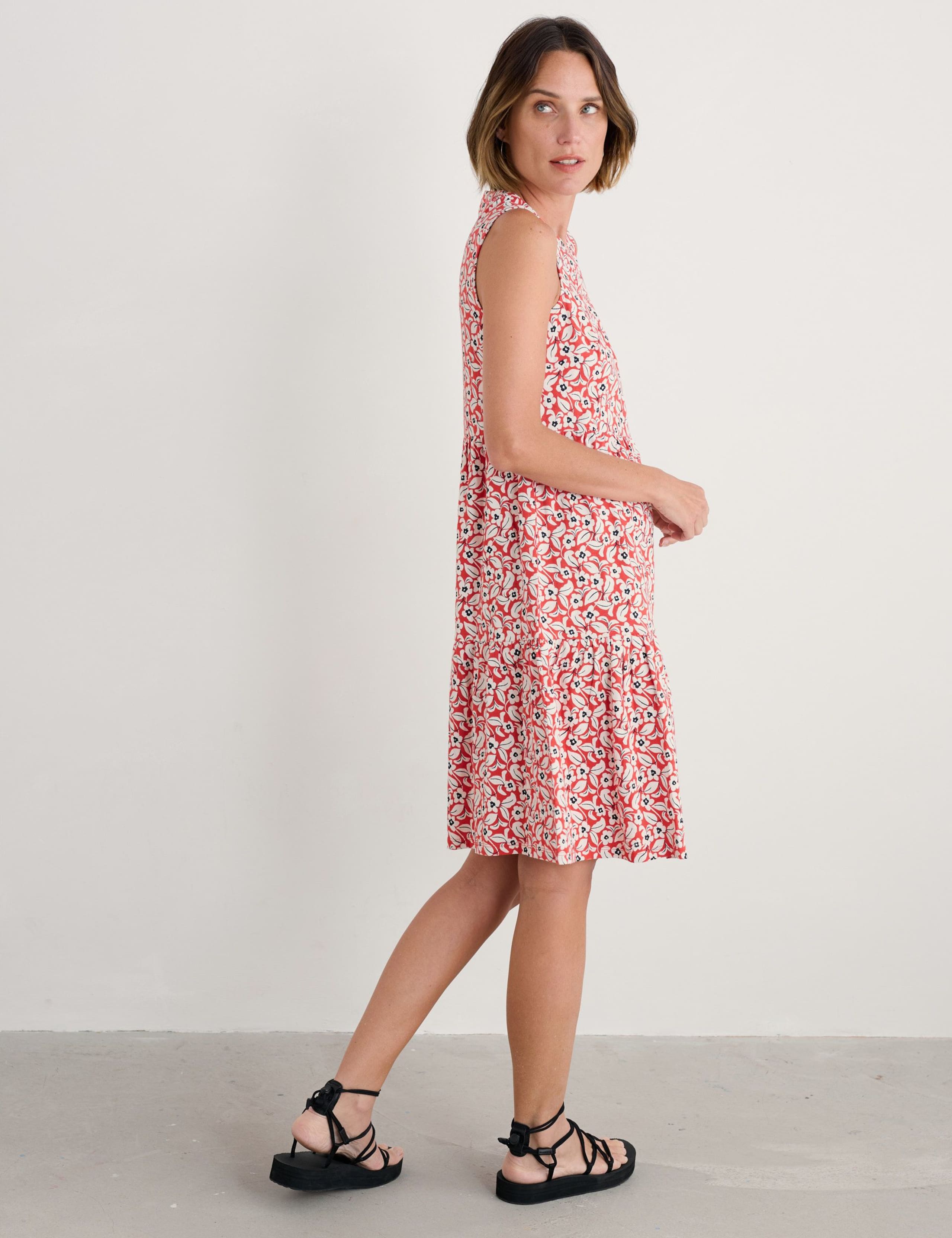 Pure Cotton Floral Notch Neck Tiered Dress 3 of 4