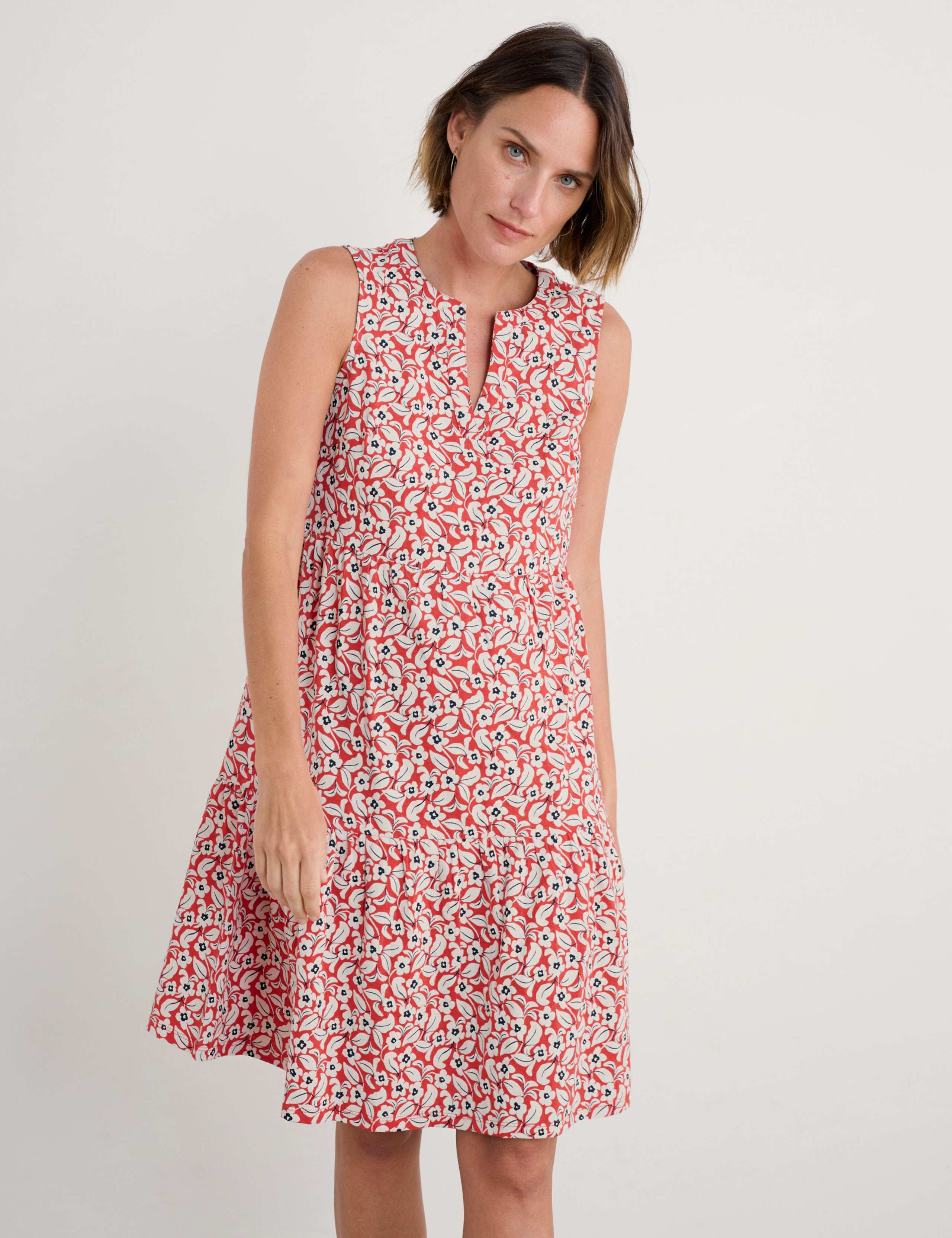Pure Cotton Floral Notch Neck Tiered Dress 4 of 4