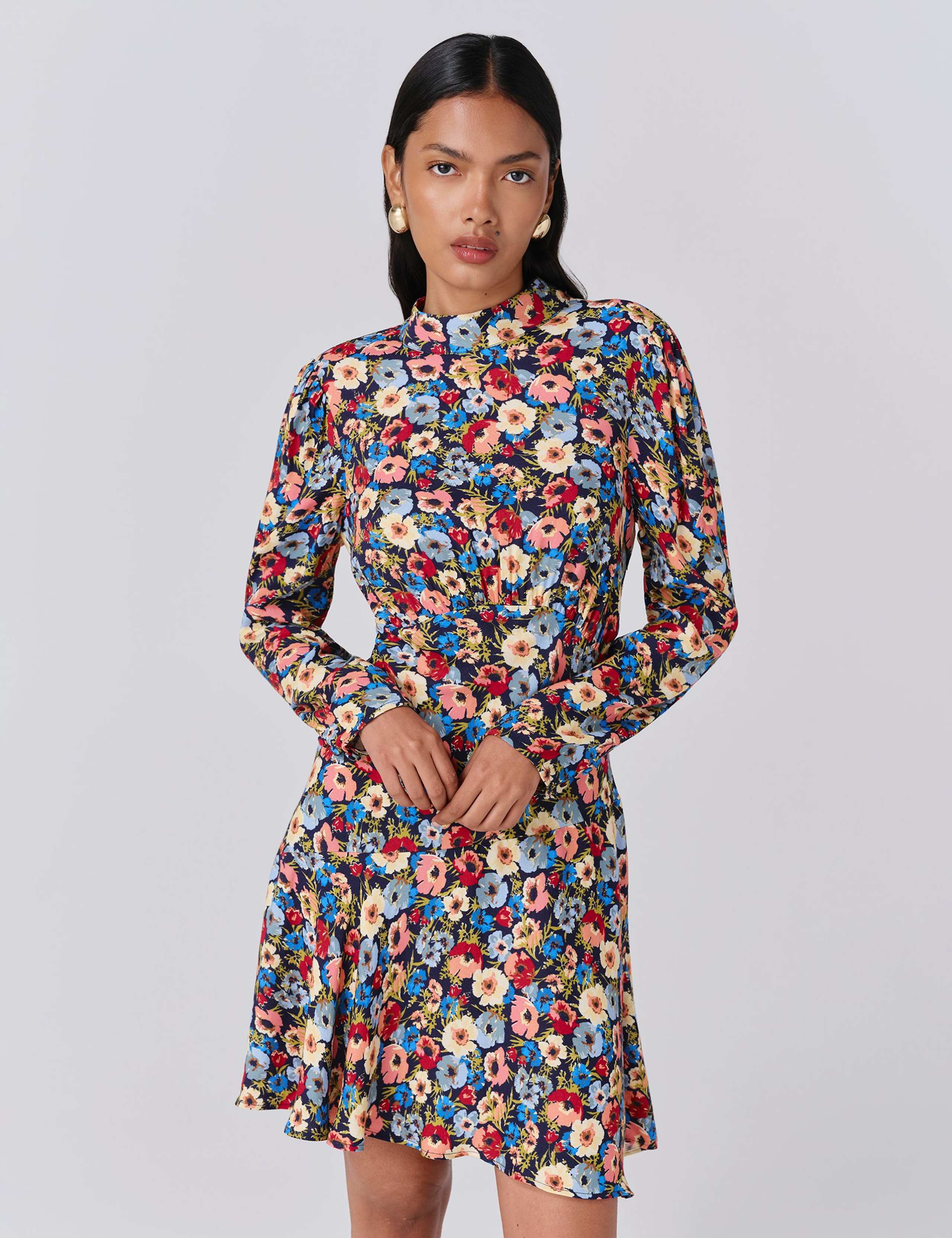 Crepe Floral Knee Length Skater Dress 5 of 5