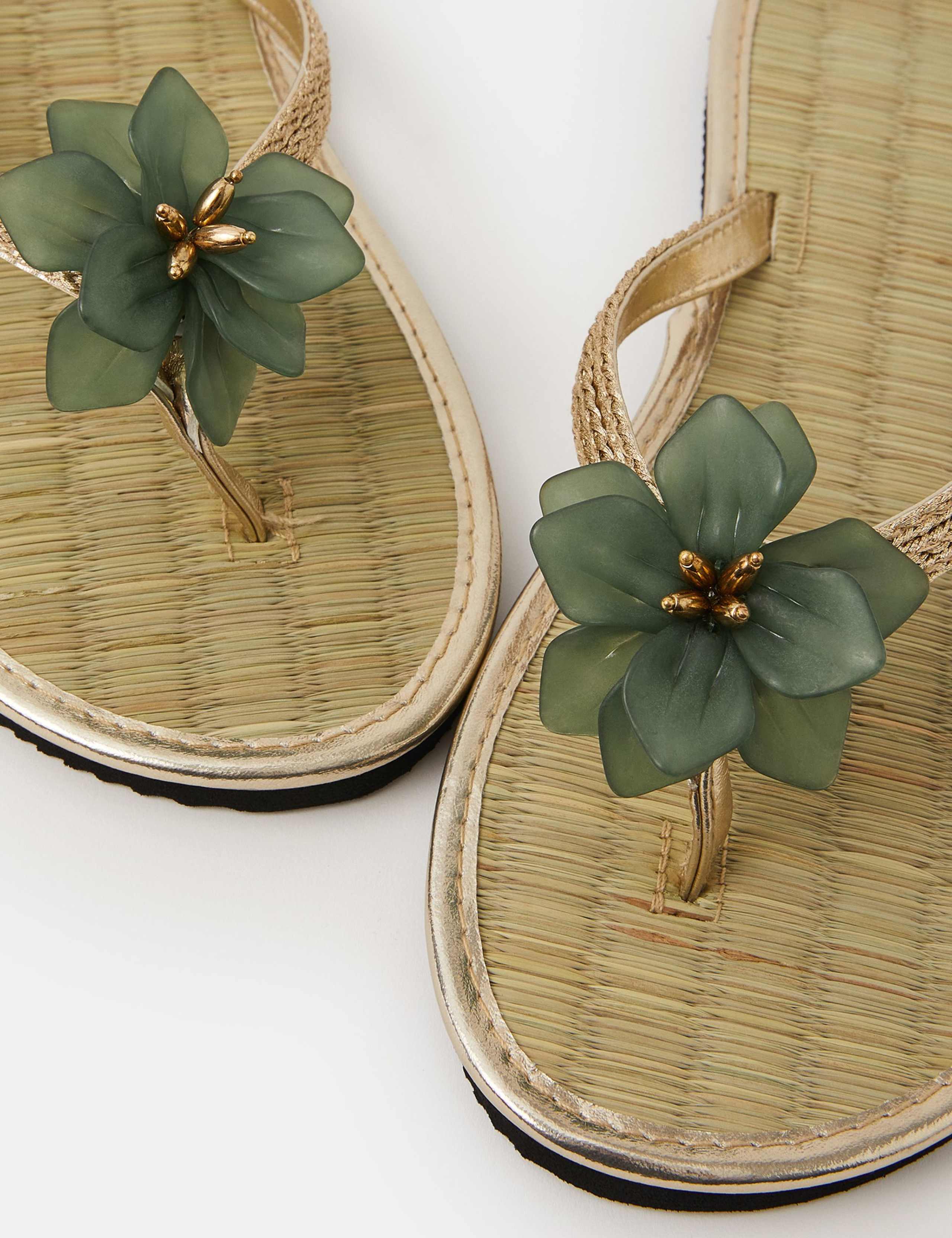 Floral Embellished Flat Flip Flops 4 of 4