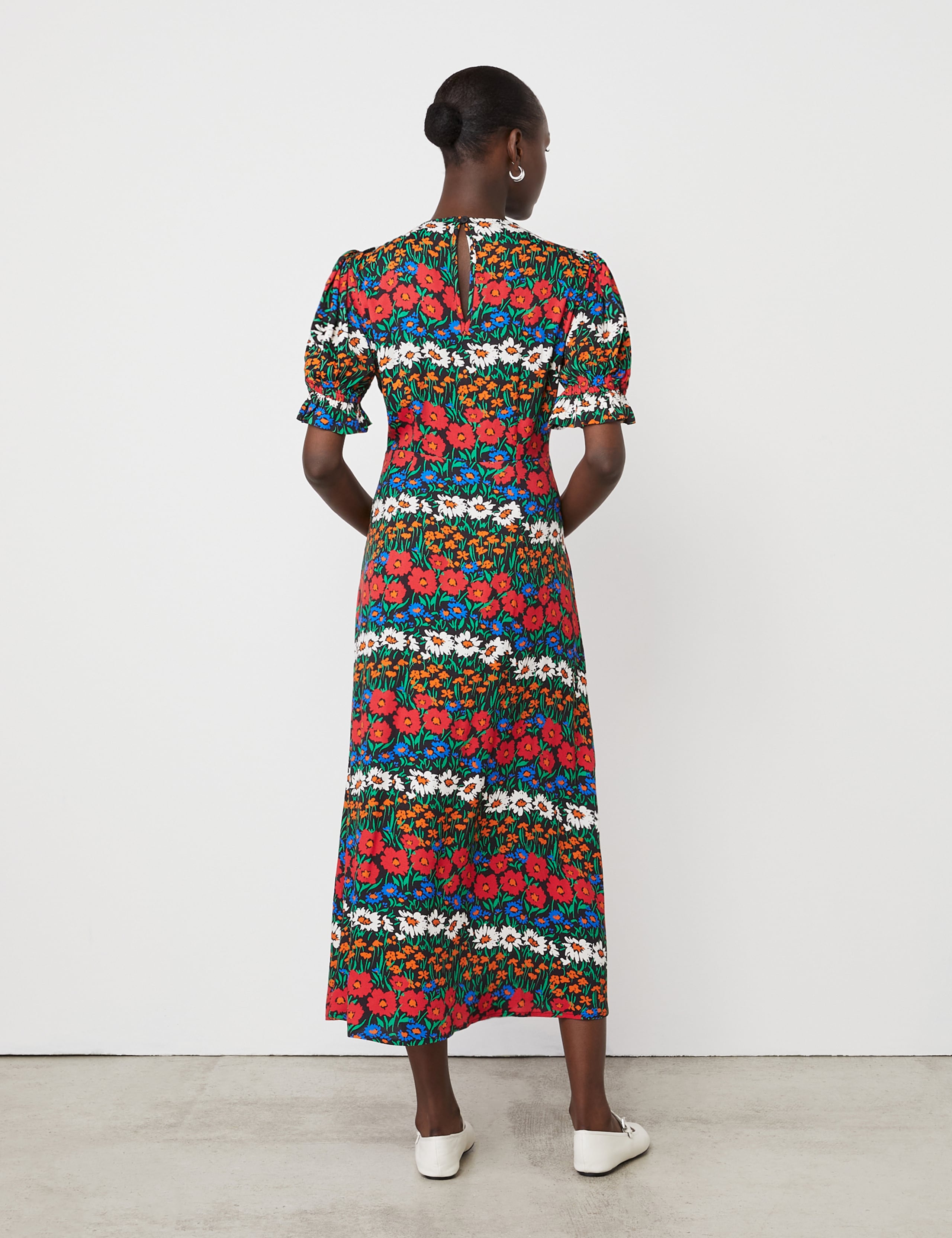 Crepe Floral Midi Tea Dress 3 of 4