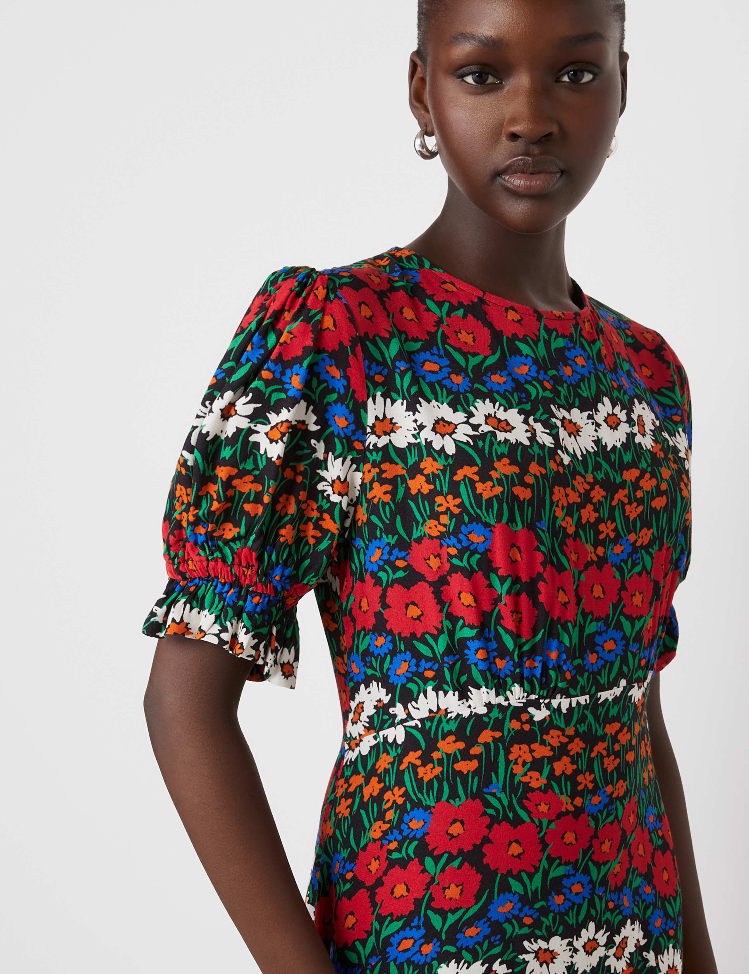 Crepe Floral Midi Tea Dress 4 of 4