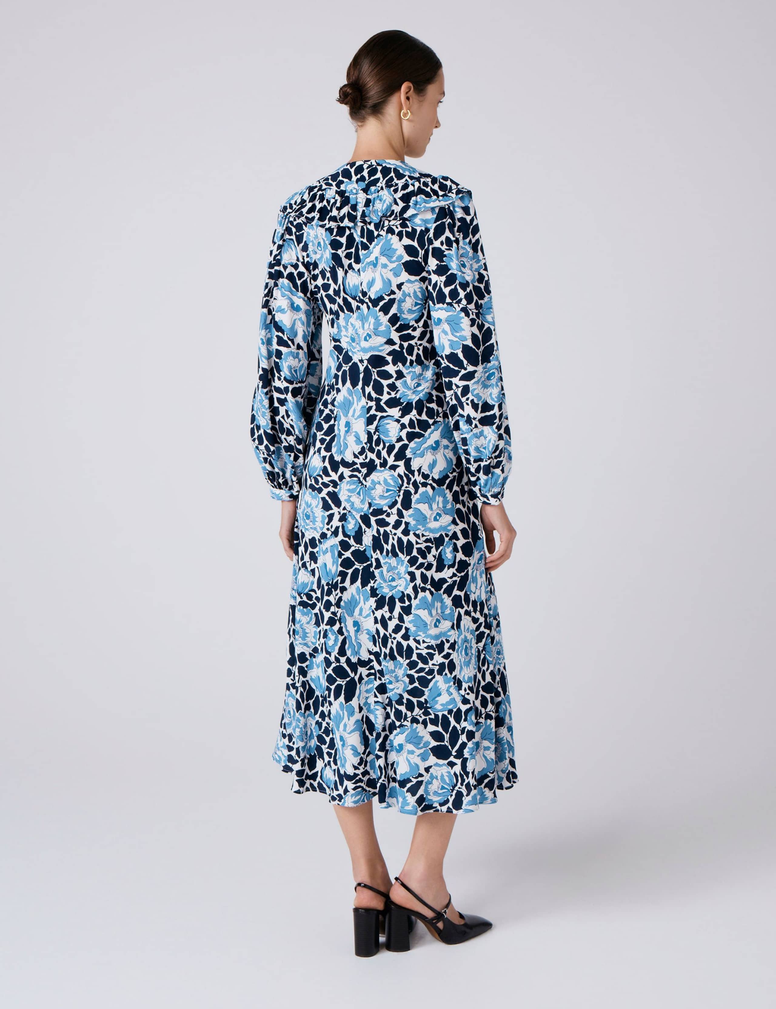 Crepe Floral V-Neck Midi Tiered Dress 3 of 5