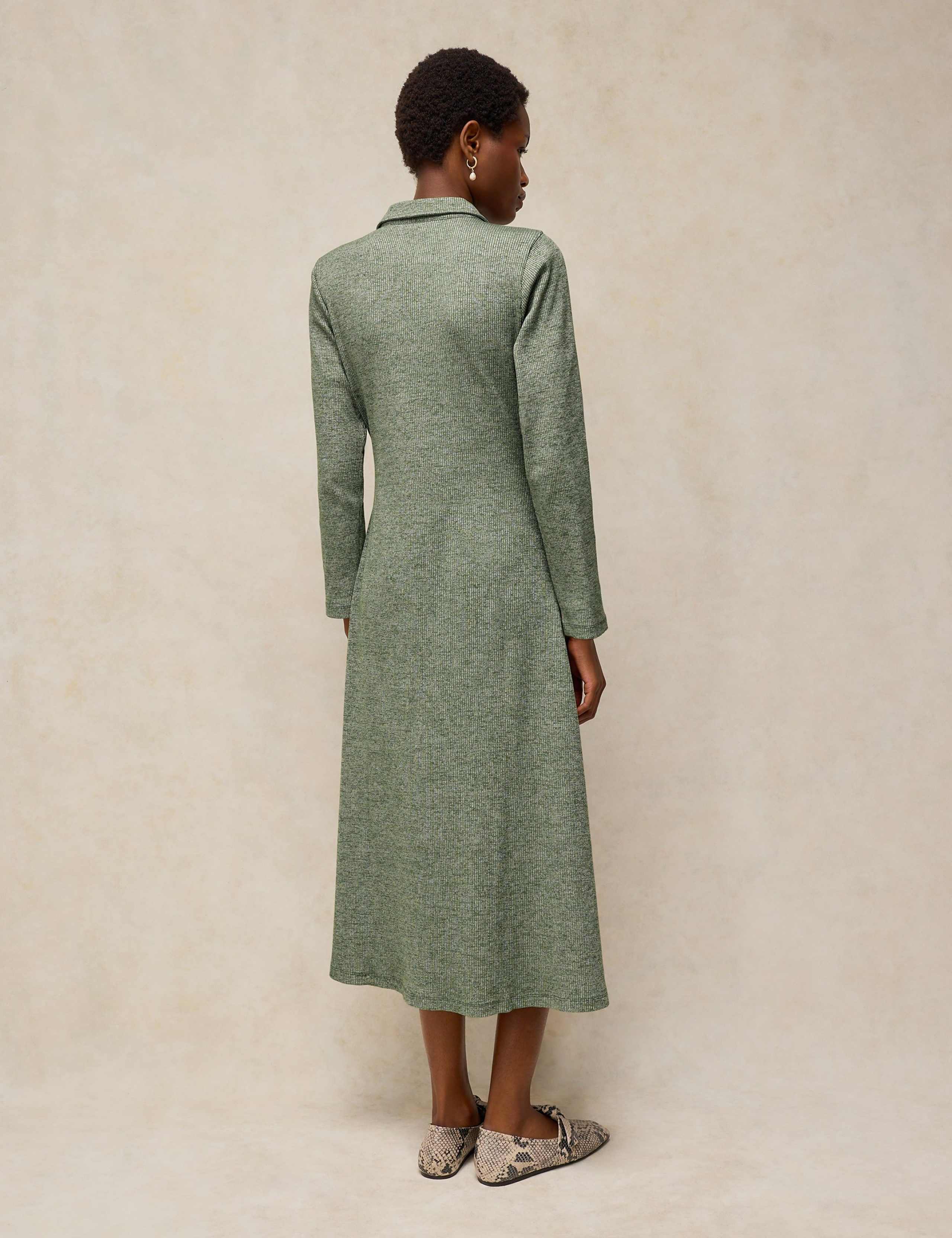 Notch Neck Midi Dress With Modal 3 of 6