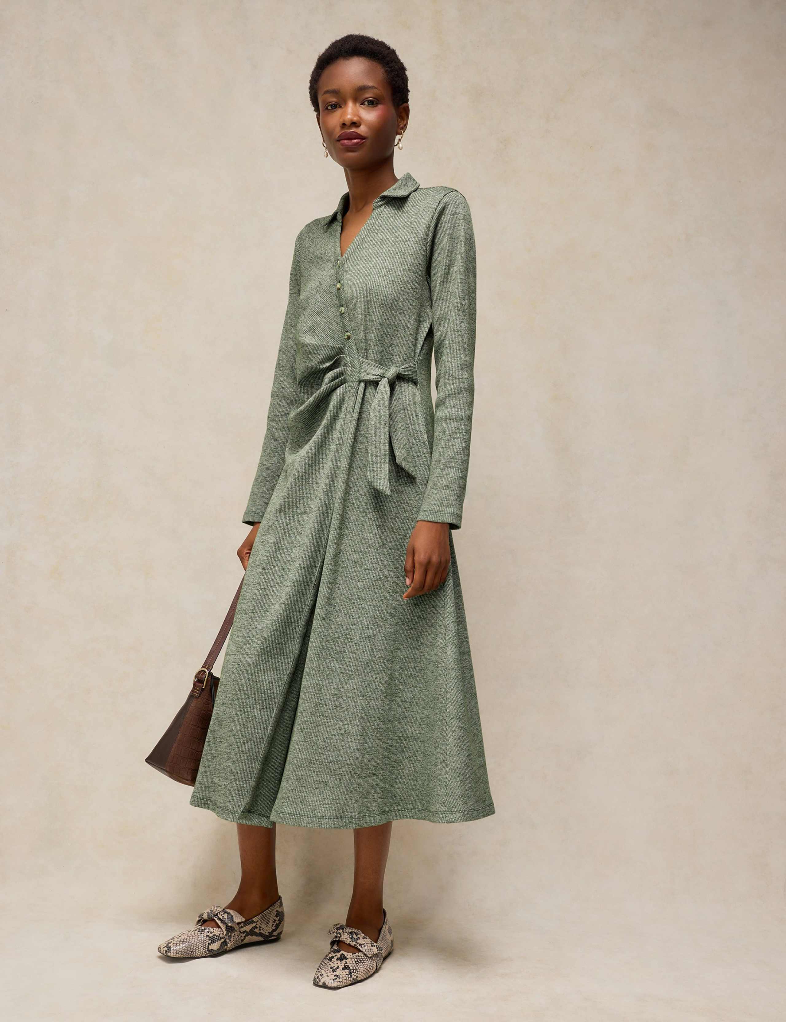 Notch Neck Midi Dress With Modal 4 of 6