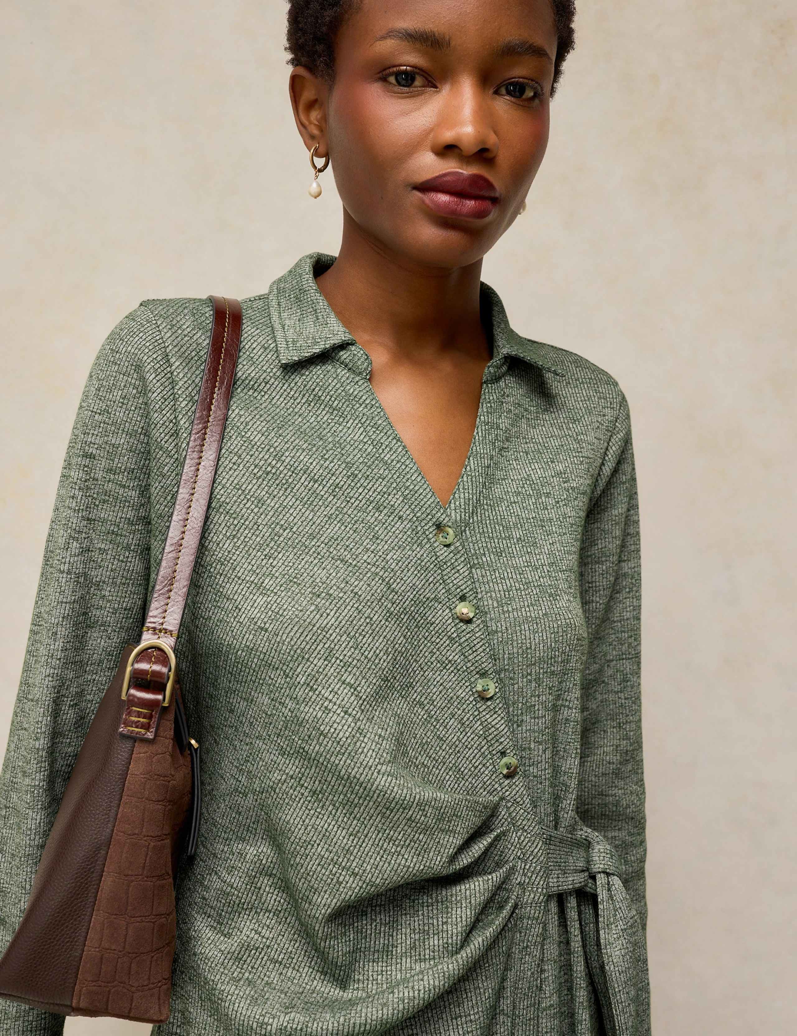 Notch Neck Midi Dress With Modal 5 of 6
