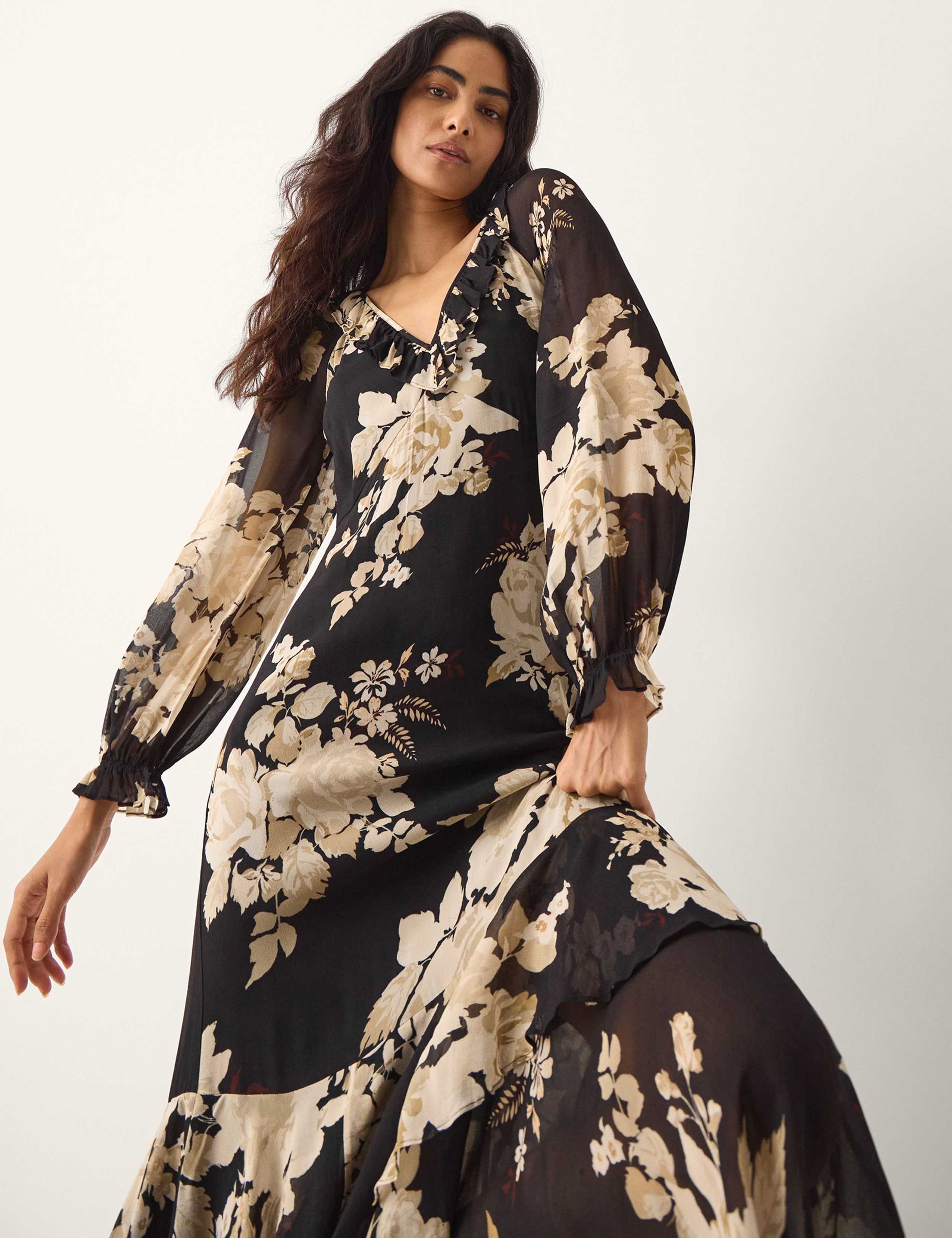 Floral V-Neck Ruffle Maxi Dress 1 of 5