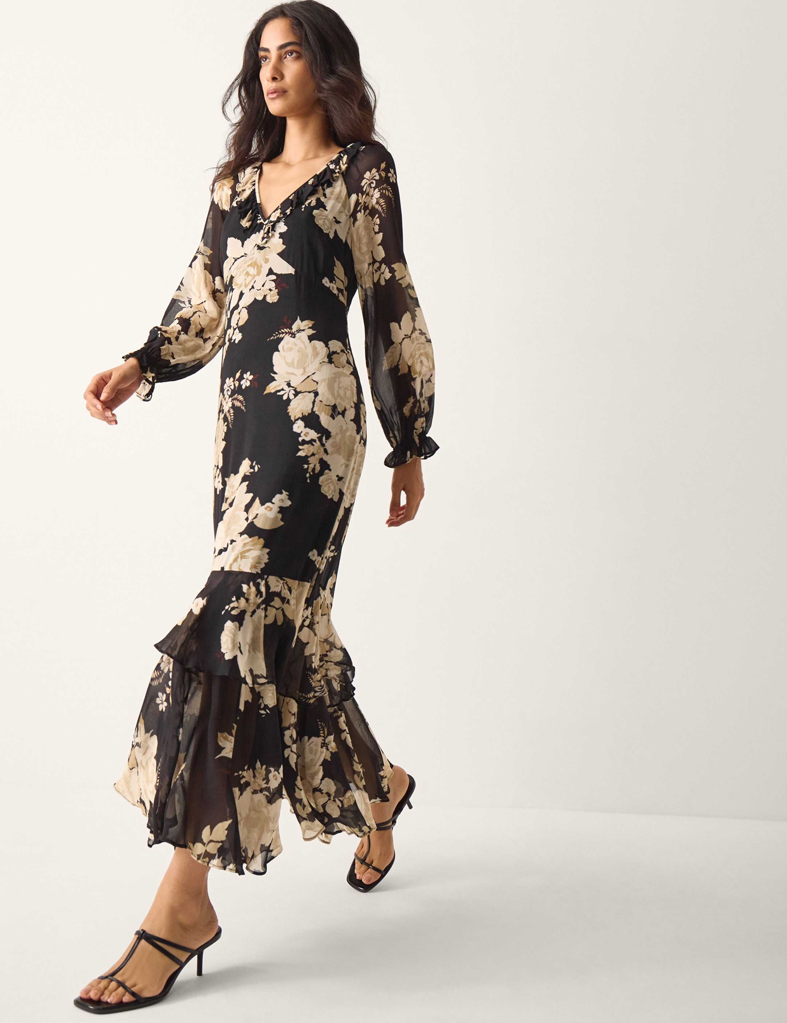 Floral V-Neck Ruffle Maxi Dress 3 of 5