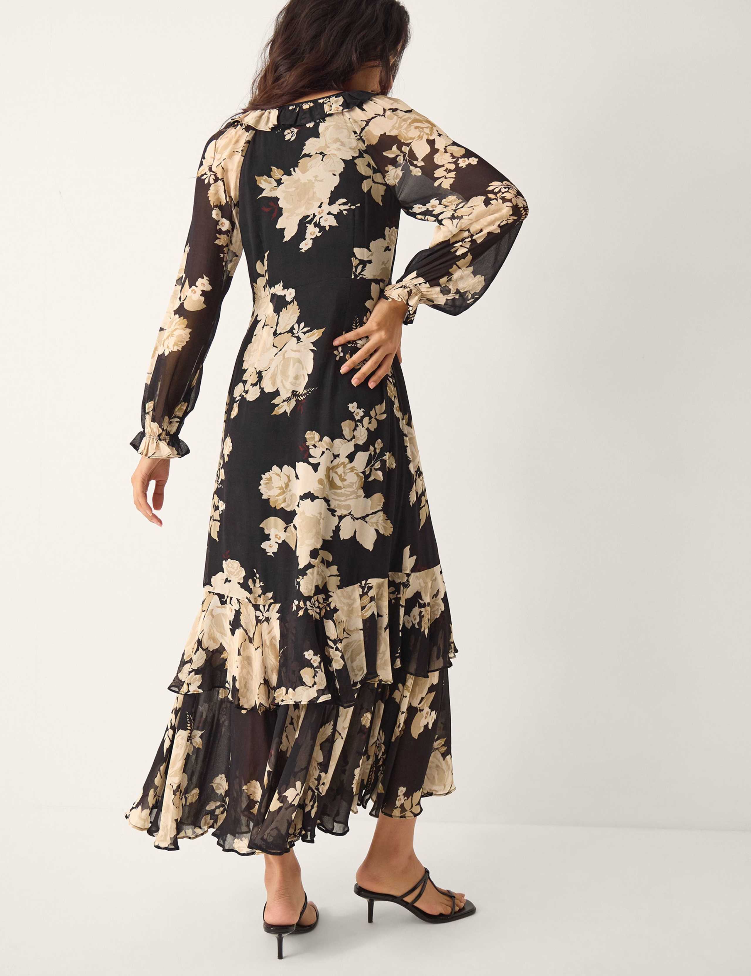 Floral V-Neck Ruffle Maxi Dress 4 of 5