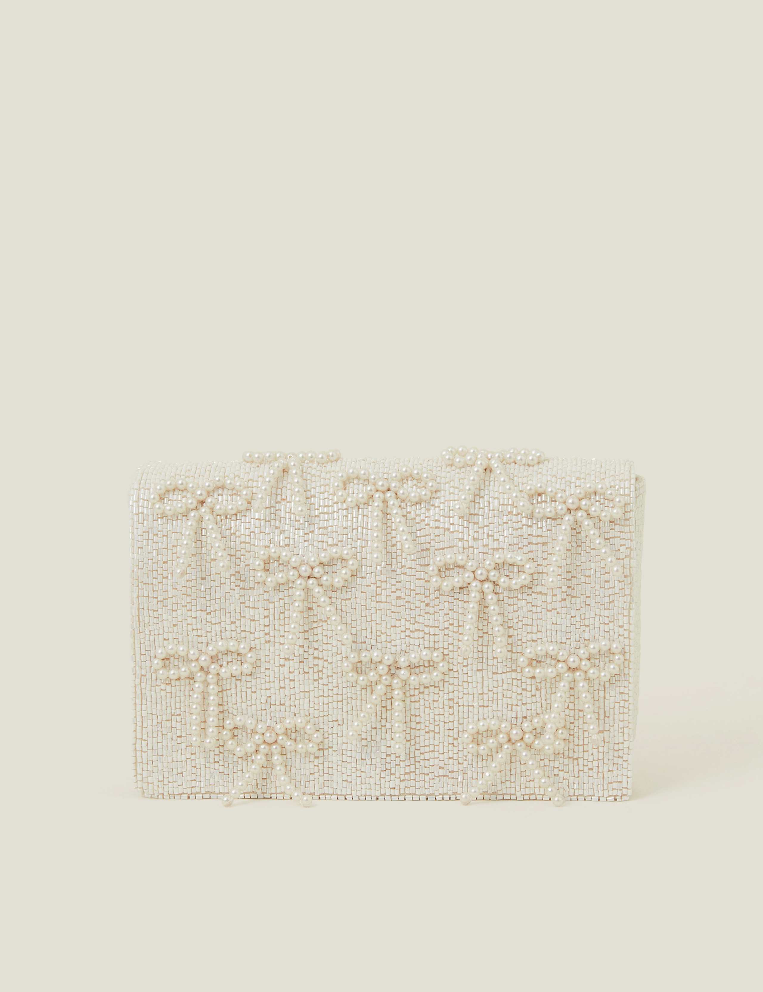 Beaded Pearl Bow Bridal Clutch Bag 2 of 5