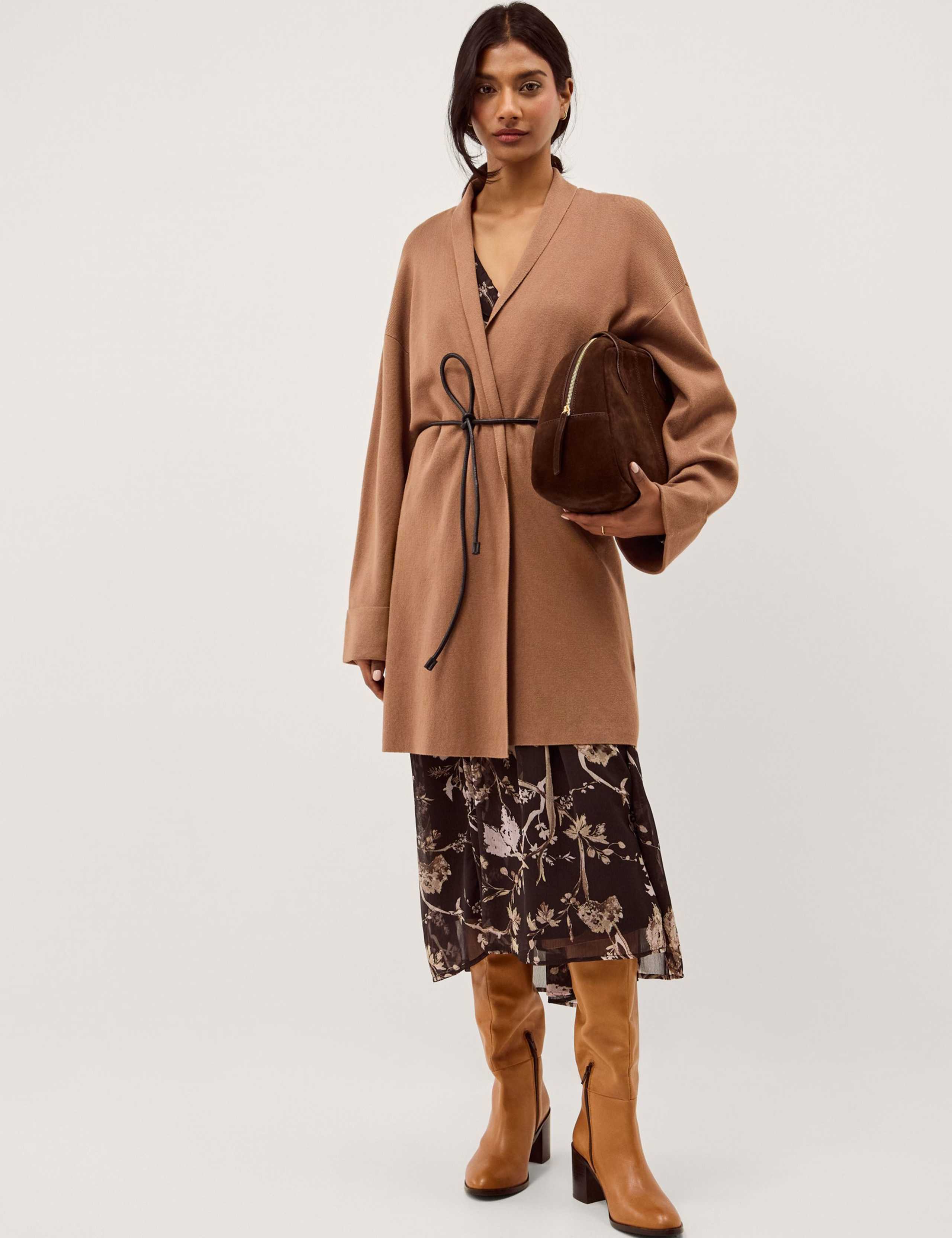 Shawl Collar Tie Waist Longline Cardigan 4 of 5