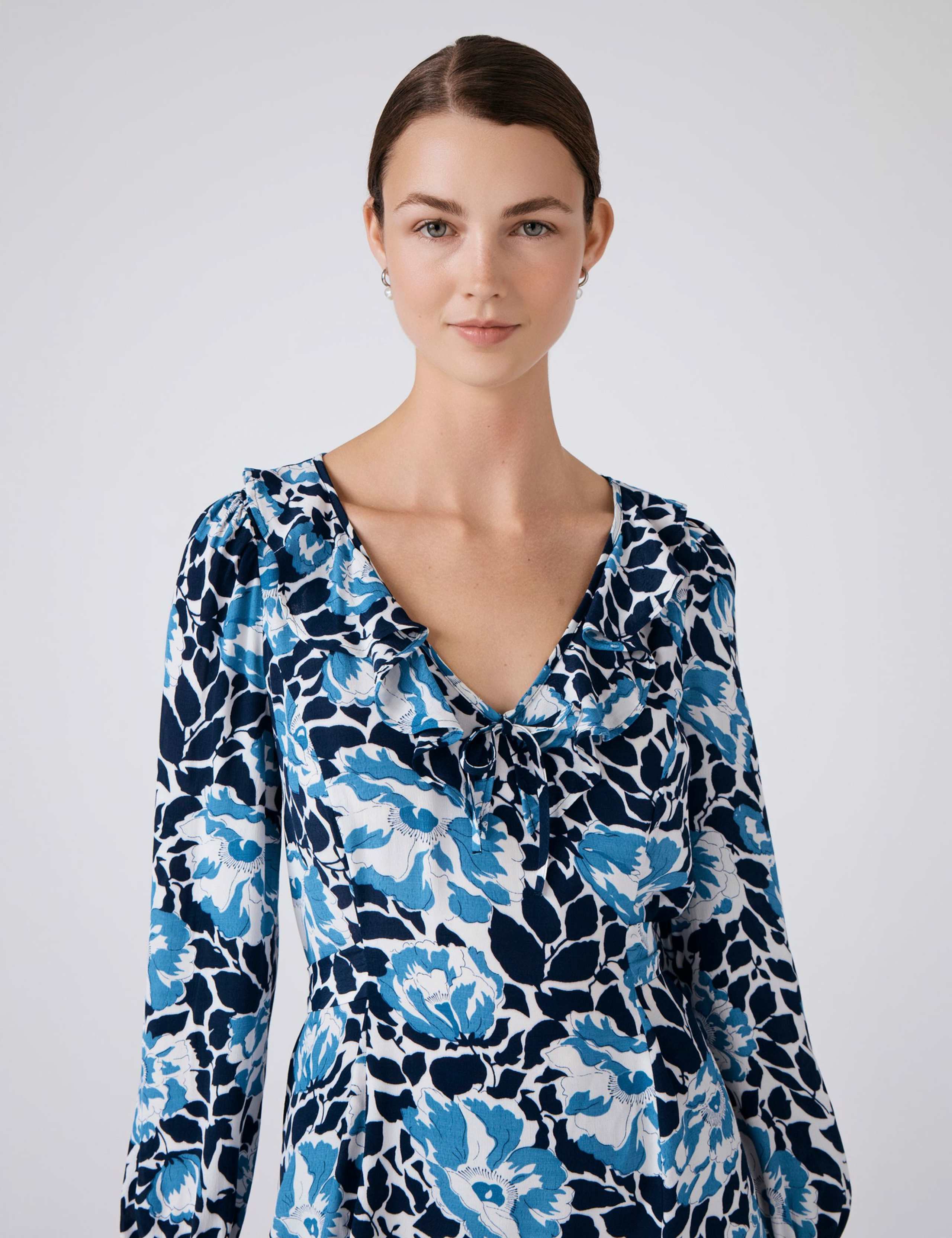 Crepe Floral V-Neck Mini Skater Dress 5 of 5