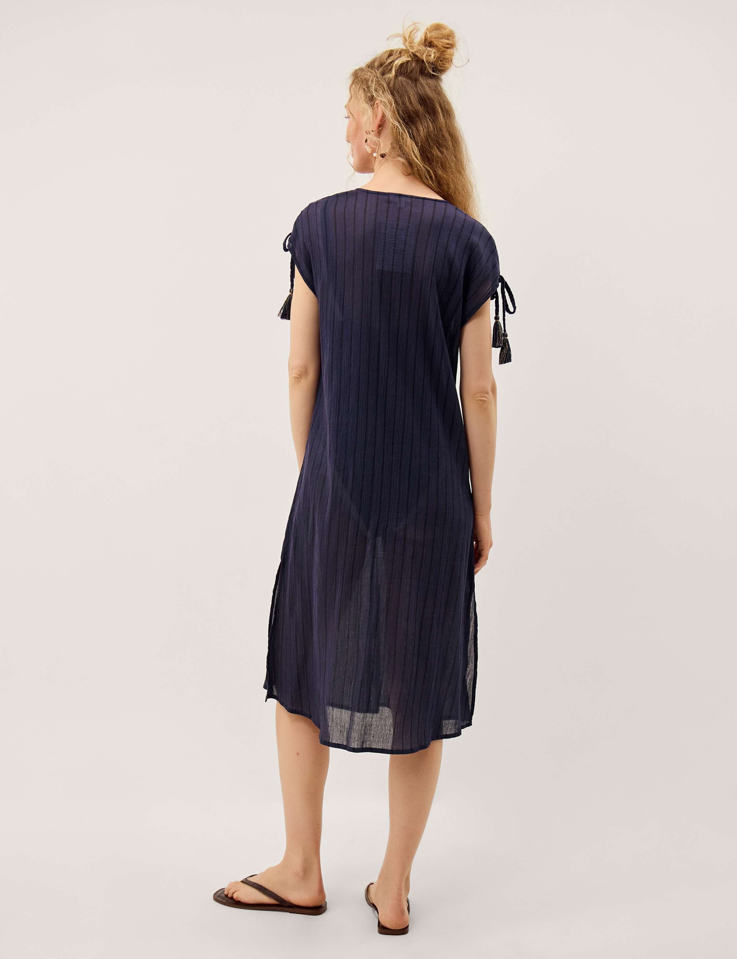 Cotton Rich Striped Midi Kaftan Dress 3 of 4