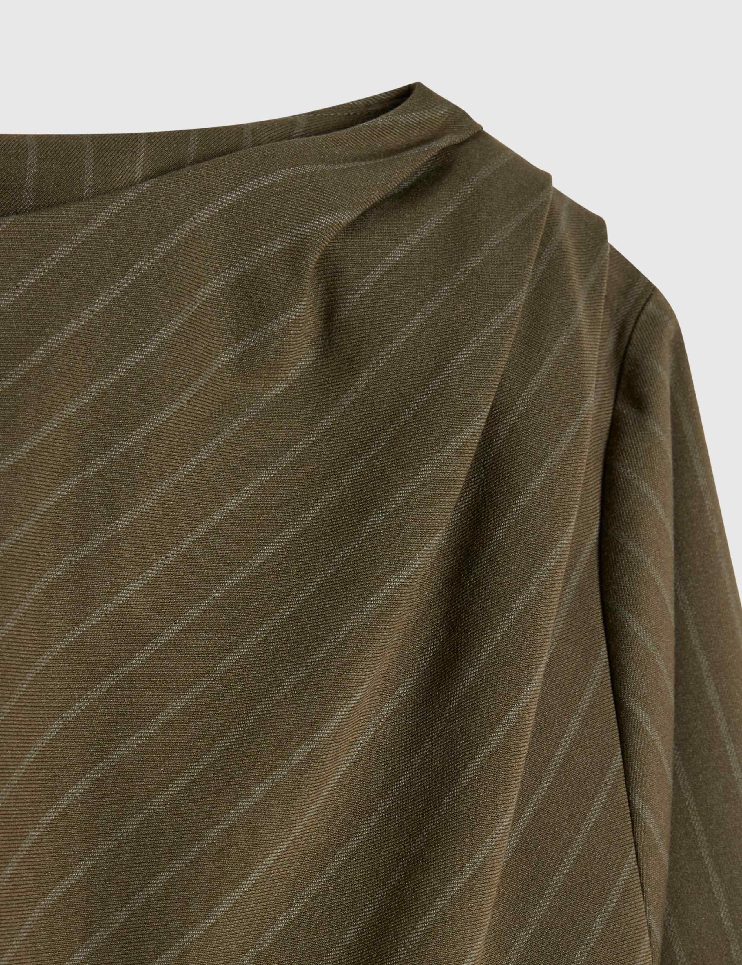 Wool Blend Striped Ruched Neck Blouse 5 of 6
