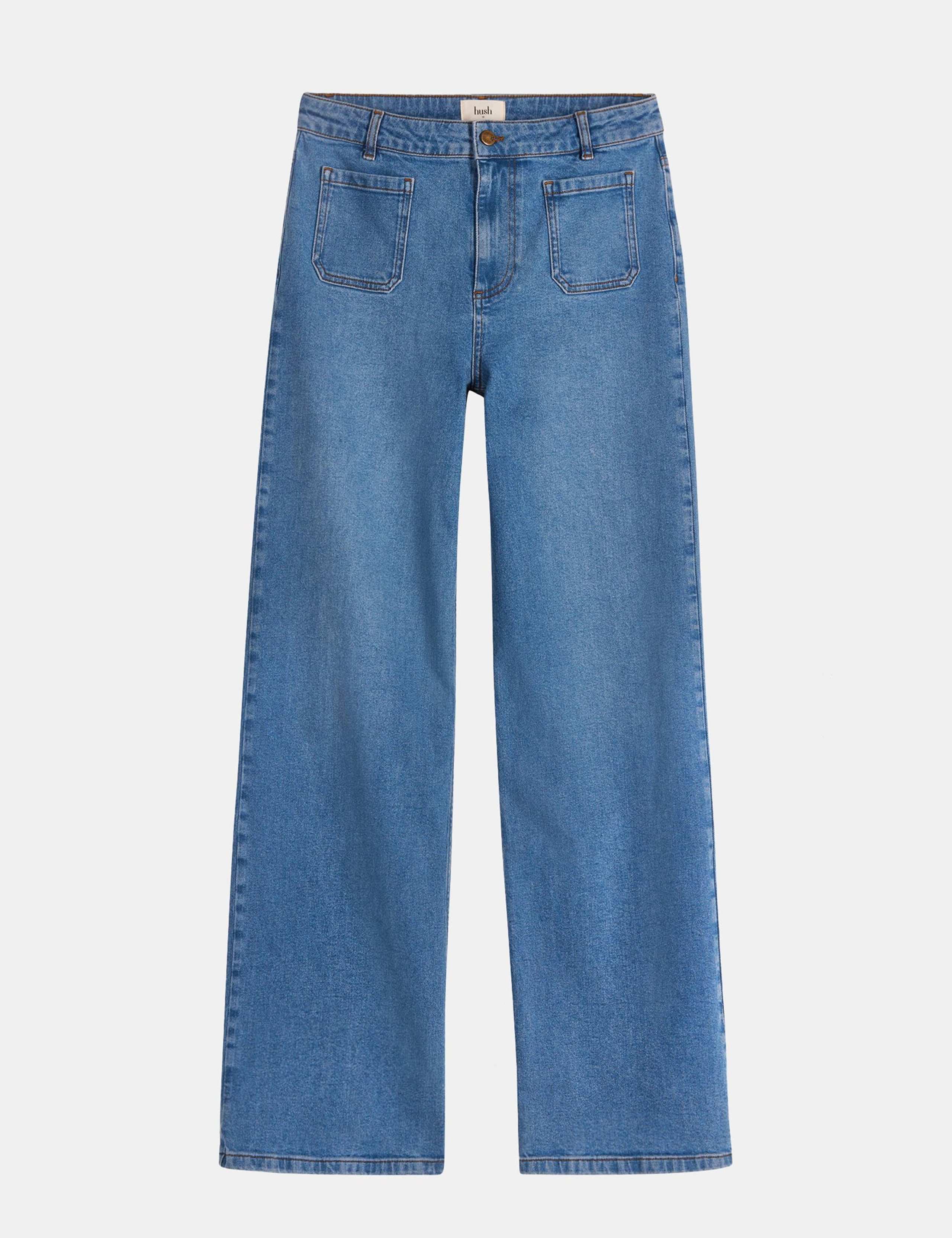 Mid Rise Patch Pocket Wide Leg Jeans 2 of 5