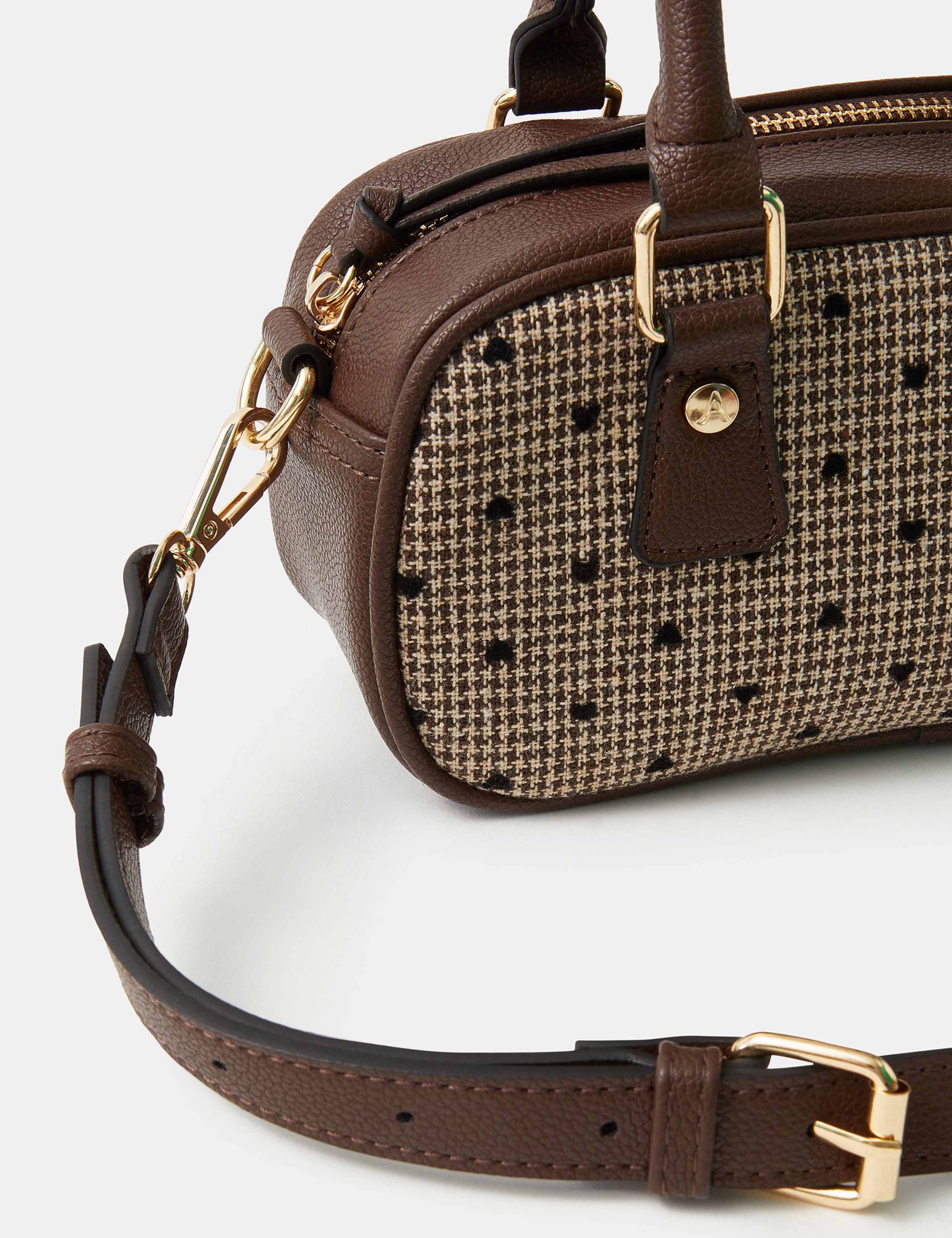 Tweed Heart Print Cross Body Bowler Bag 3 of 4