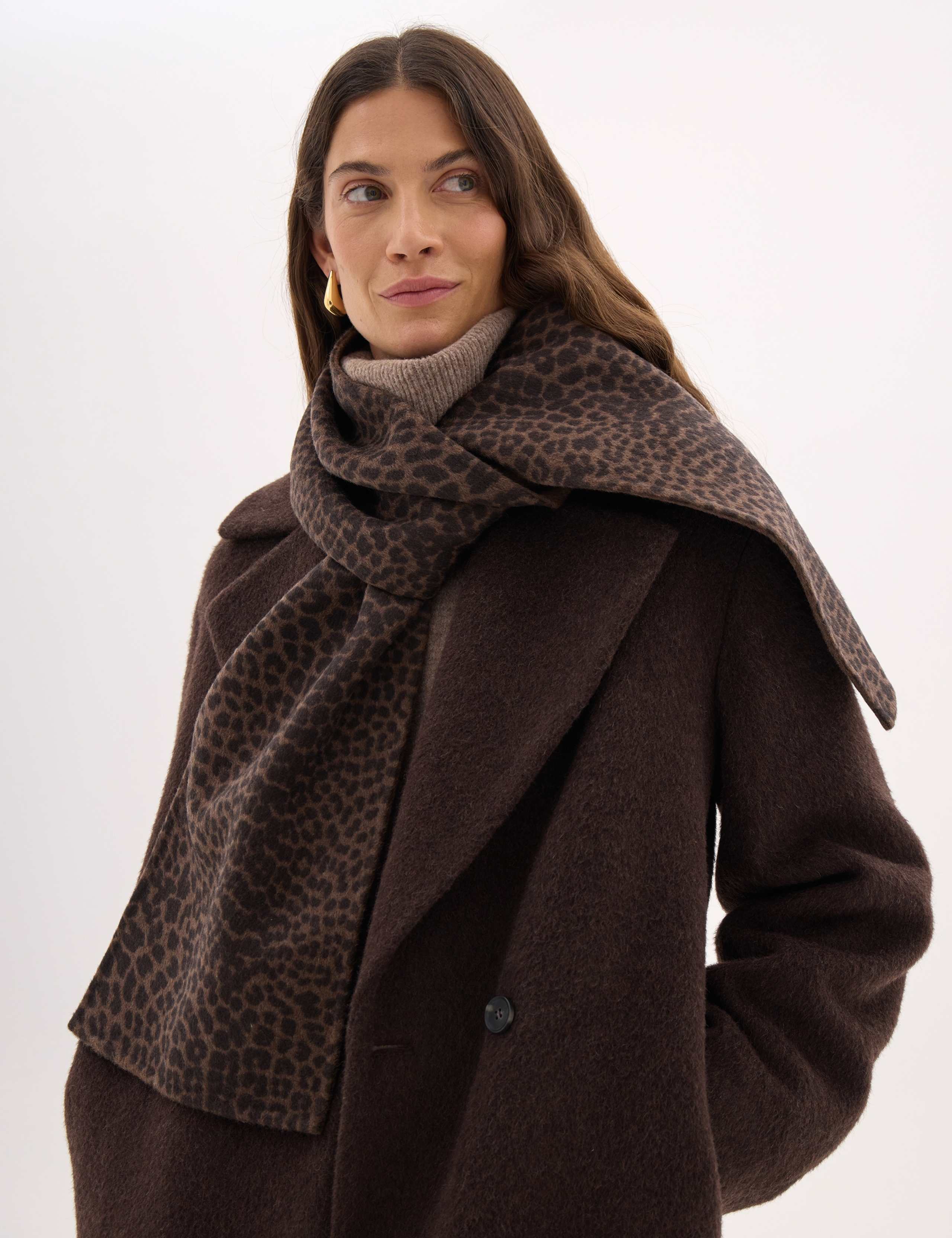 Pure Wool Leopard Print Rectangle Scarf 4 of 4