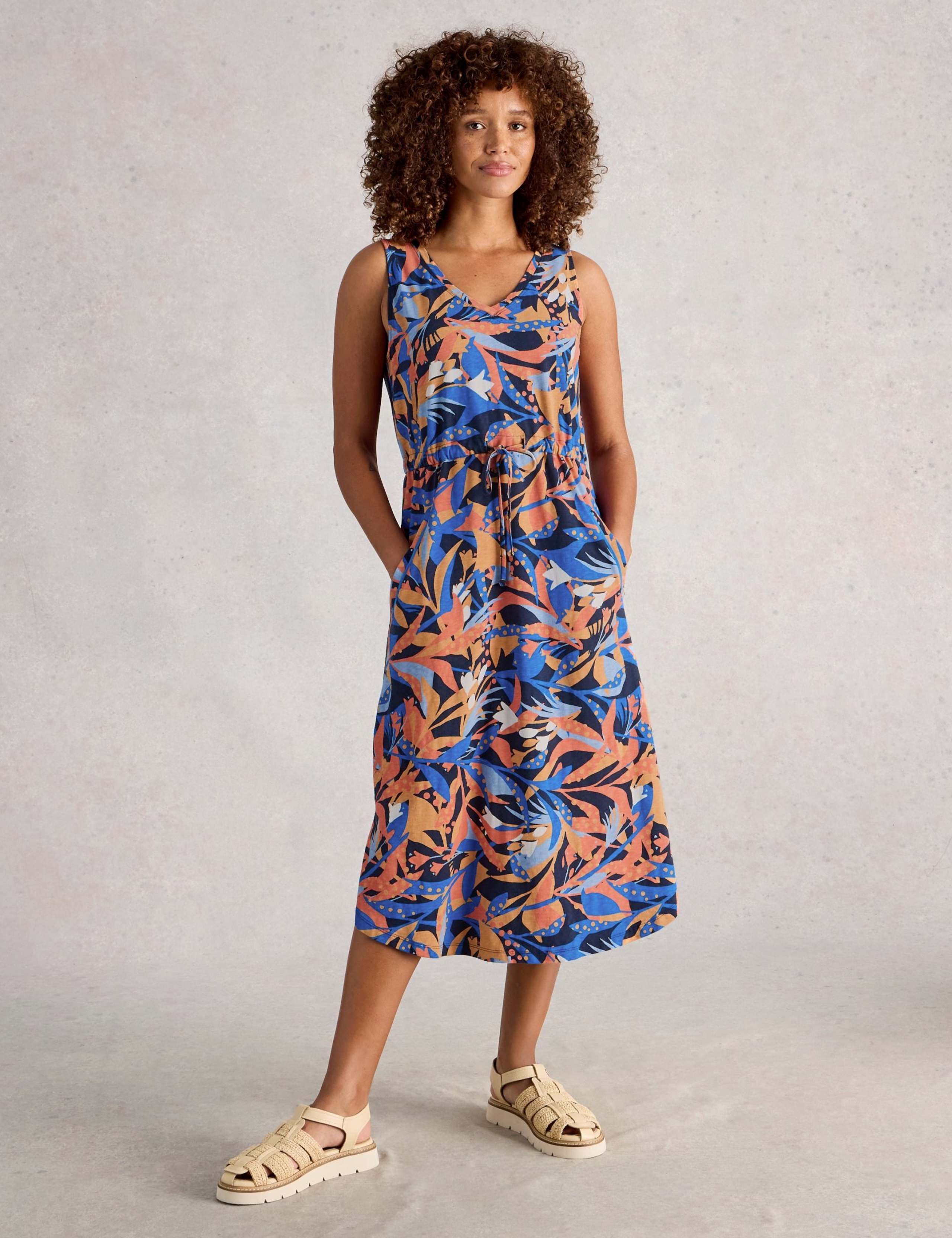 Pure Cotton Jersey V-Neck Midi Dress 1 of 6