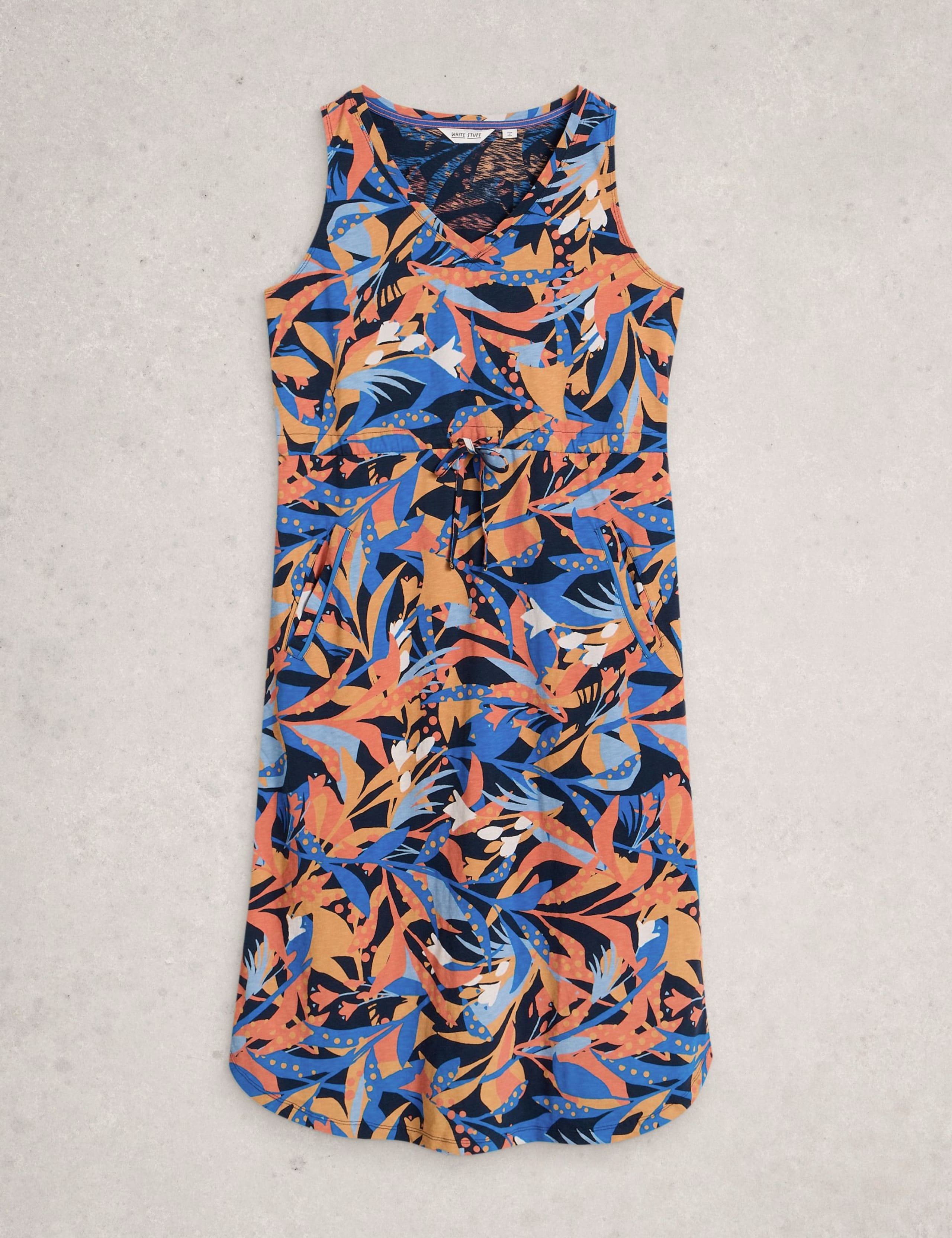 Pure Cotton Jersey V-Neck Midi Dress 2 of 6