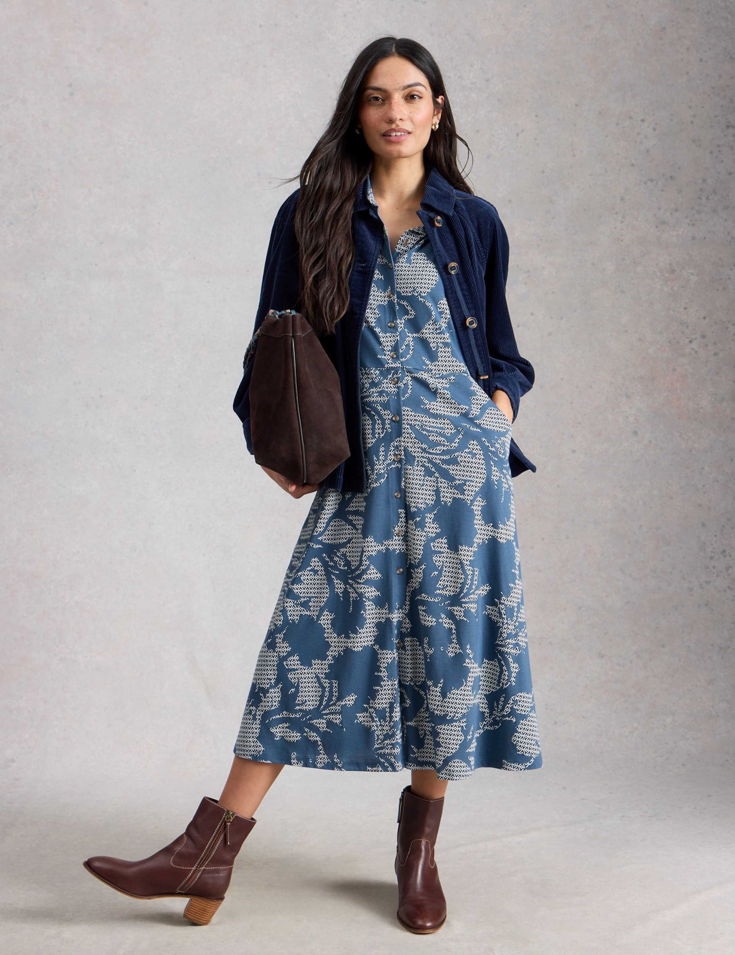 Cotton Blend Floral Midi Tea Dress 5 of 6