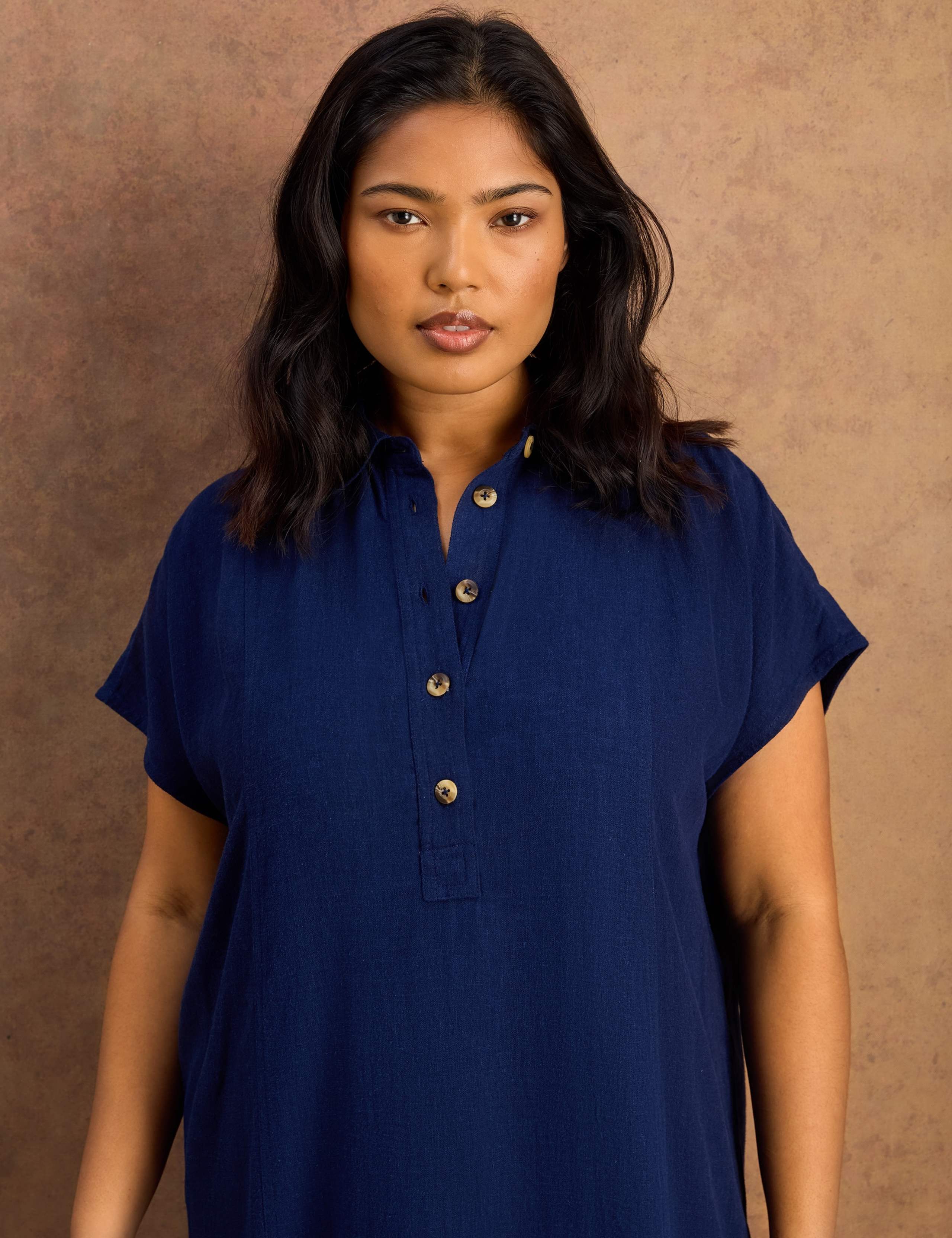 Linen Blend Midaxi Shirt Dress 7 of 9